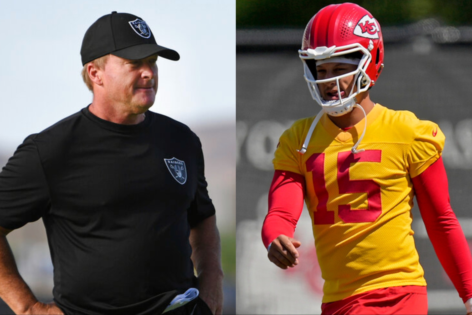 Former NFL head coach Jon Gruden and Chiefs superstar quarterback Patrick Mahomes.