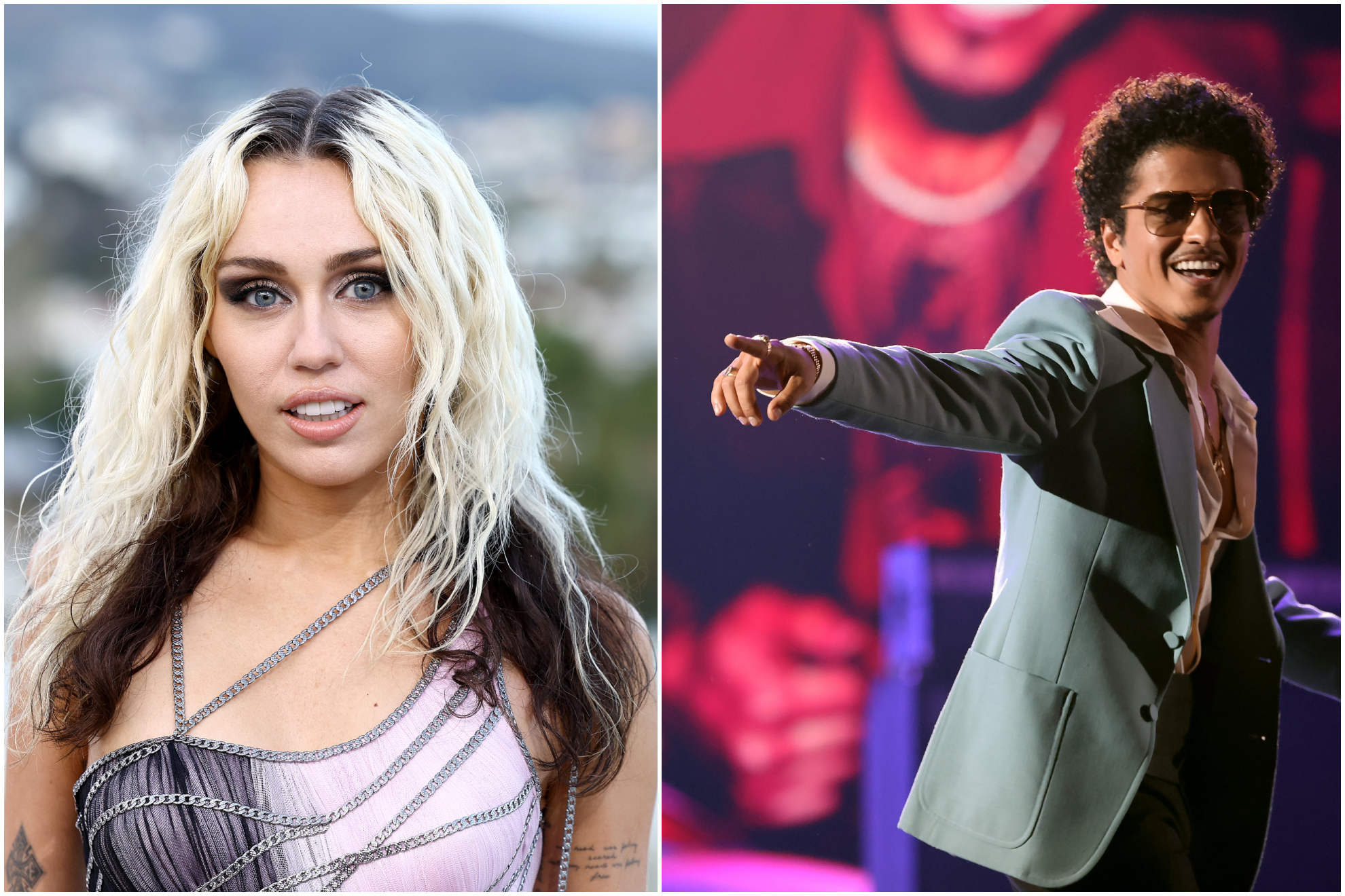 Miley Cyrus y Bruno Mars.