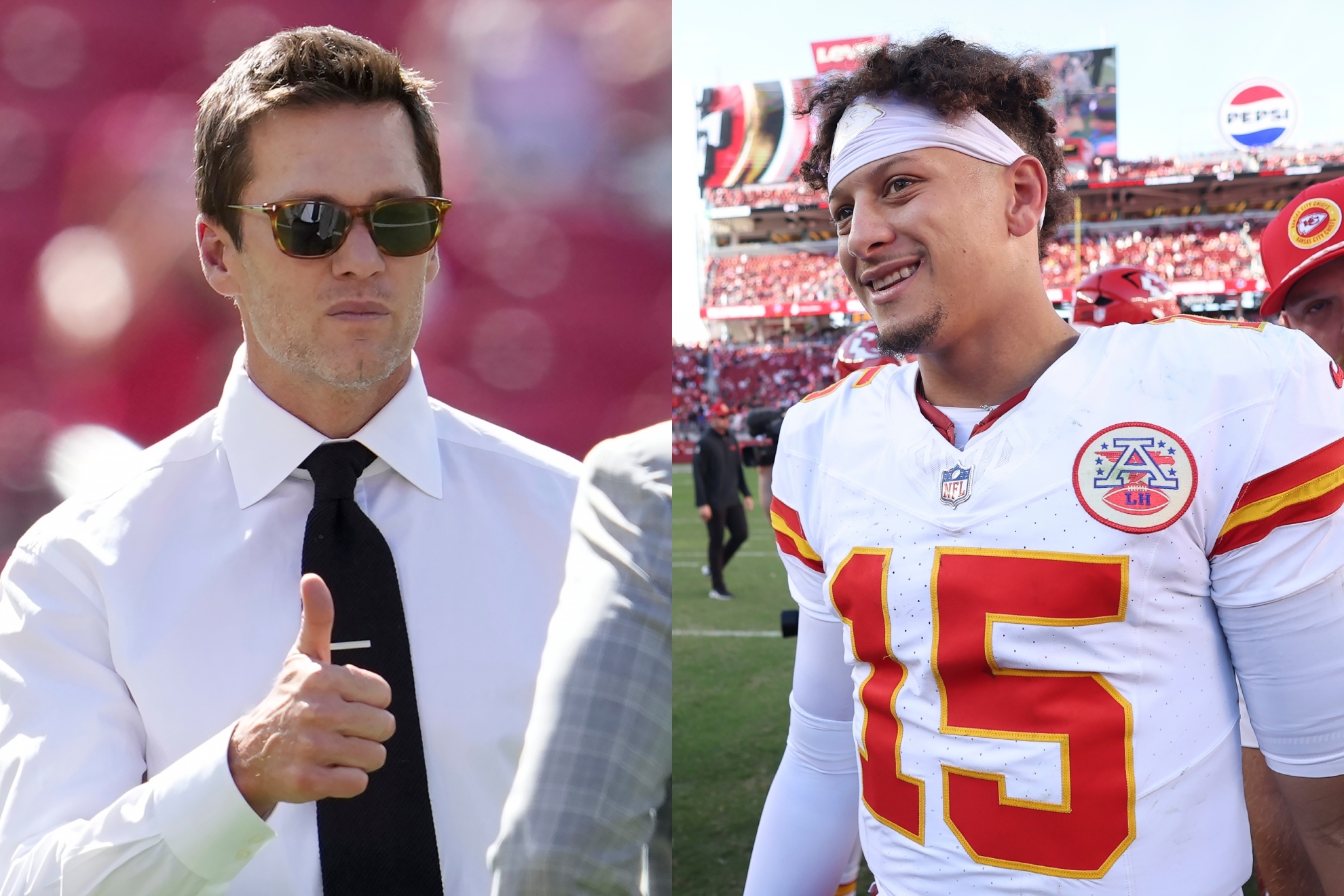 Tom Brady raises eyebrows with Patrick Mahomes comments in first broadcast as Raiders owner