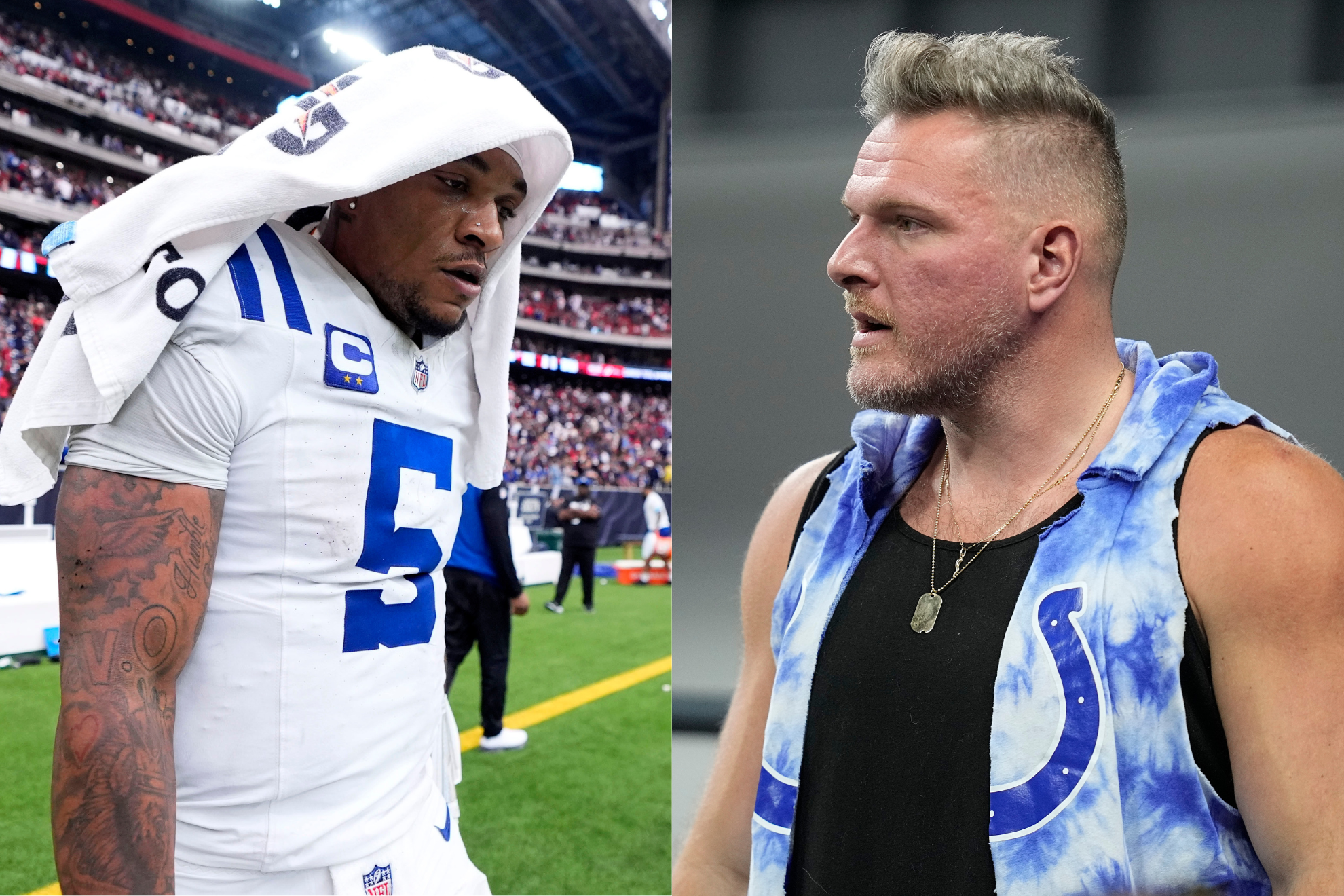Anthony Richardson (left) and Pat McAfee (right).