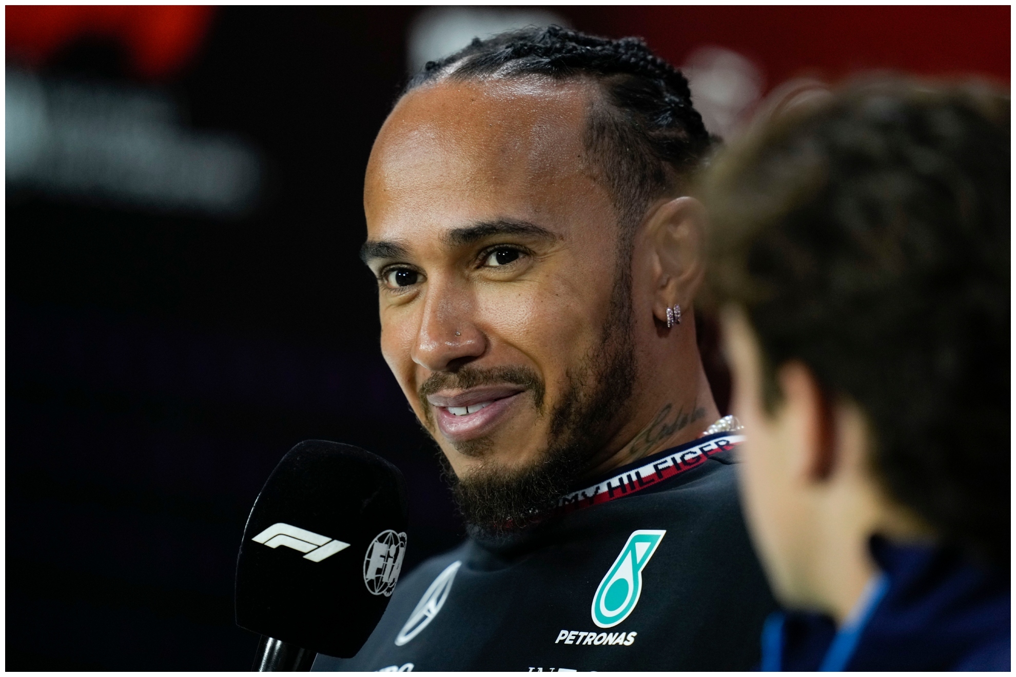 Mercedes driver Lewis Hamilton of Britain, attends a press conference ahead of the Brazilian Formula One Grand Prix at the Interlagos race track in Sao Paulo, Brazil, Thursday, Oct. 31, 2024.