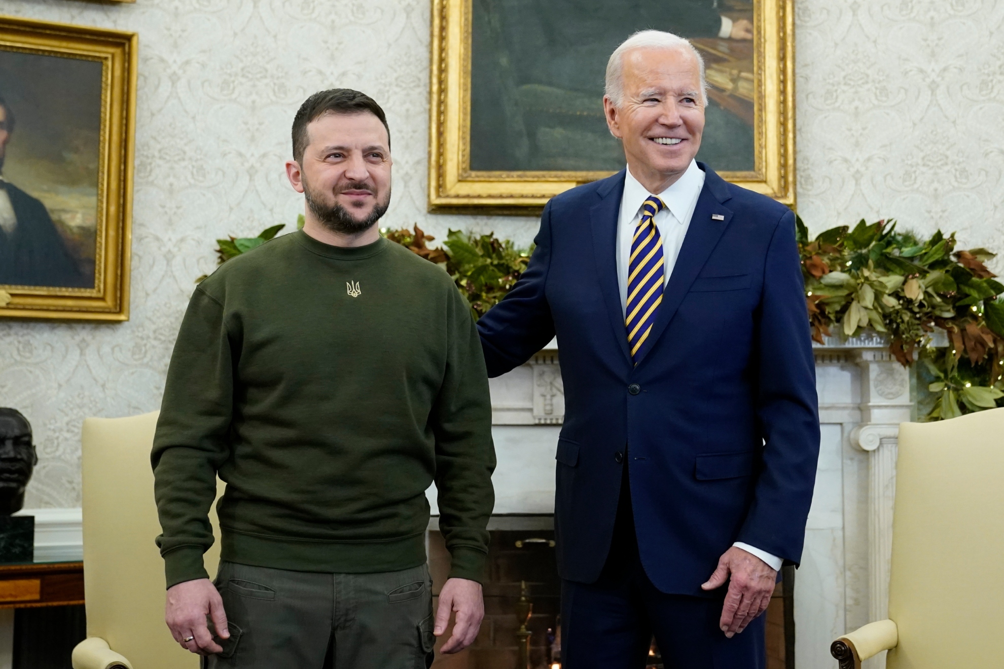President Joe Biden meets with Ukrainian President Volodymyr Zelenskyy in the Oval Office of the White House, Wednesday, Dec. 21, 2022, in Washington.