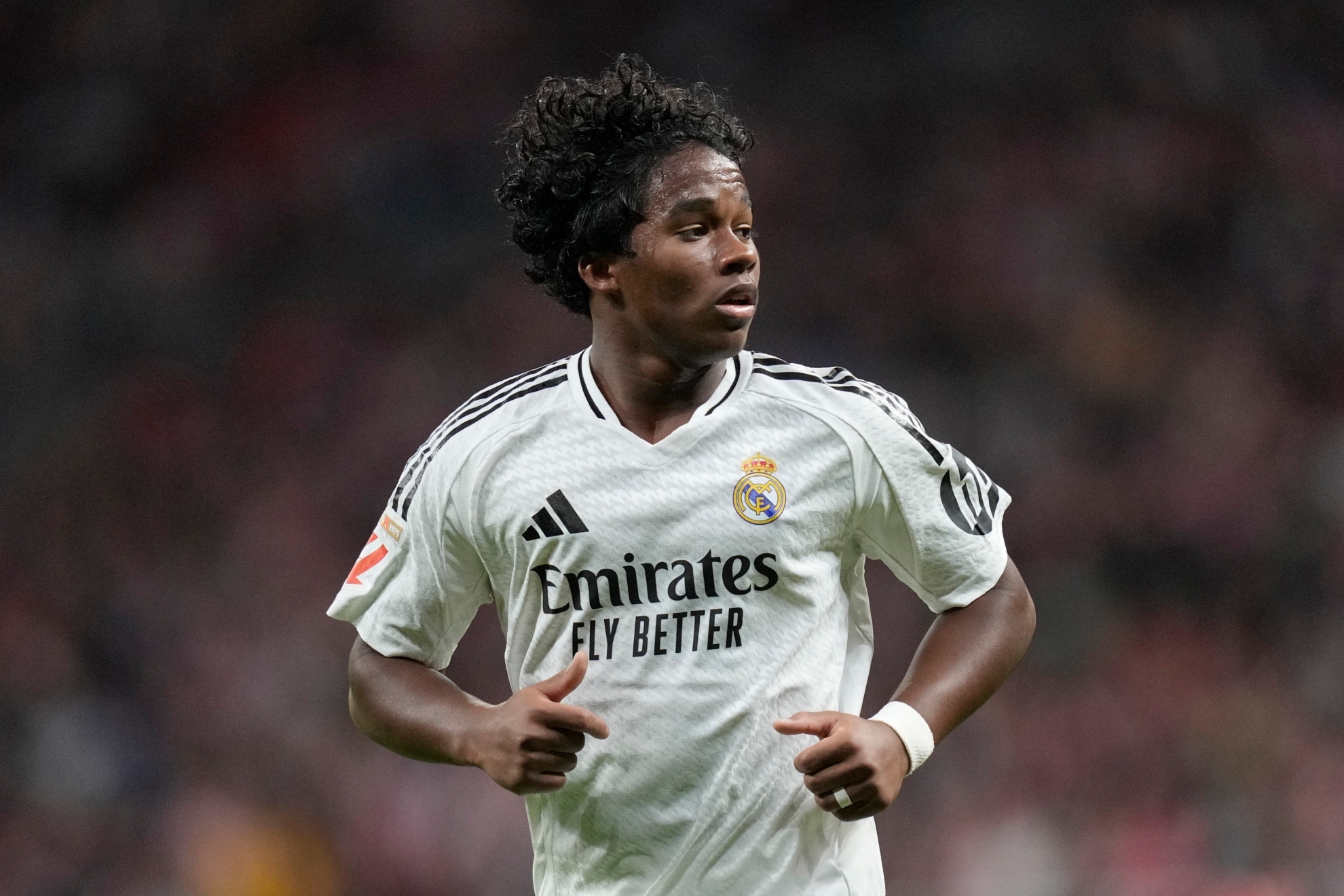 Endrick during the La Liga soccer match between Atletico Madrid and Real Madrid at the Metropolitano stadium in Madrid, Spain, Sunday, Sept. 29, 2024