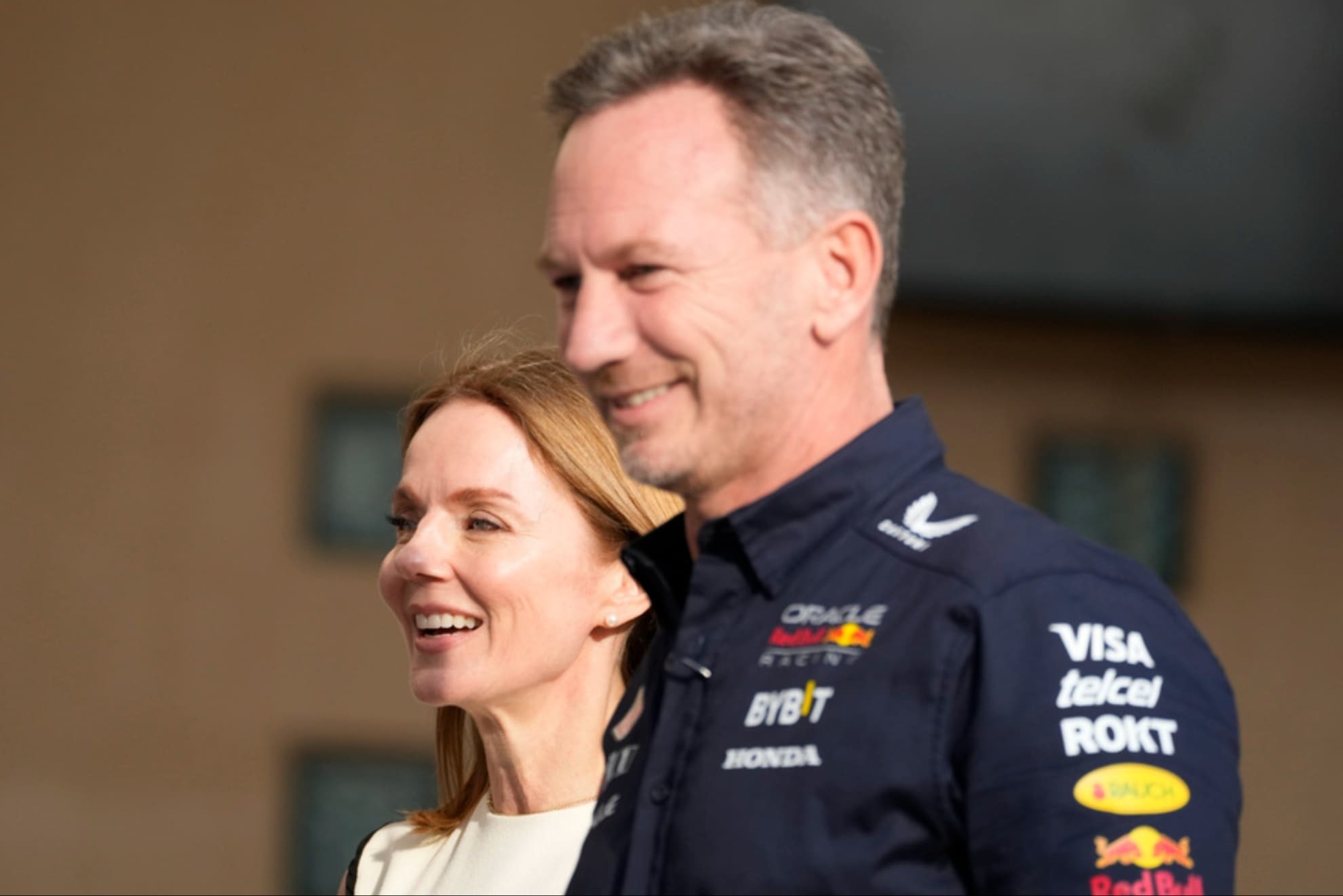 Red Bull team principal, Christian Horner (right), with his wife, former Spice Girl Geri Halliwell.