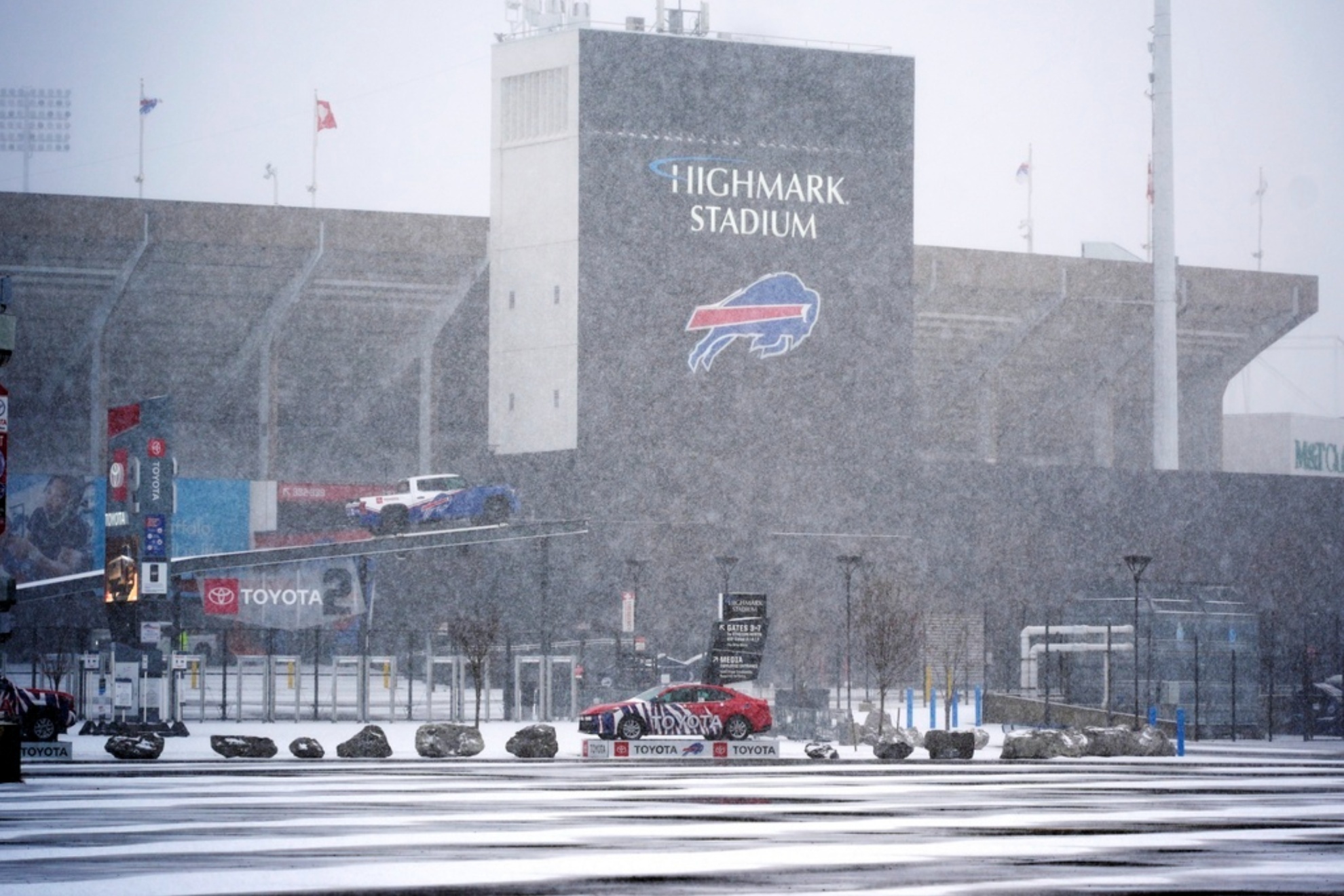 Highmark Stadium 24 hours before the Bills-49ers game.