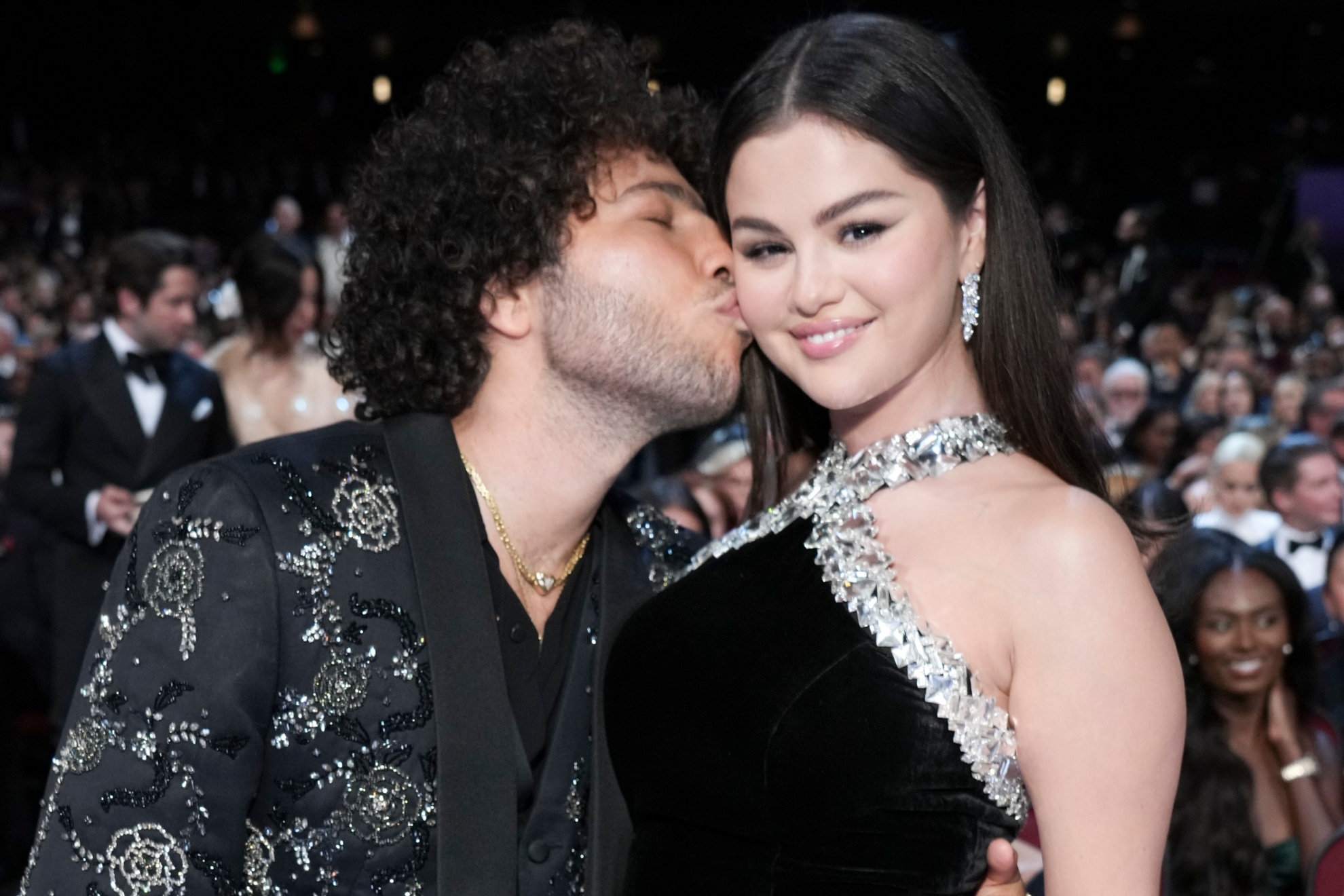 Benny Blanco and Selena Gomez at the 76th Emmy Awards on Sunday, Sept. 15, 2024 at the Peacock Theater in Los Angeles.