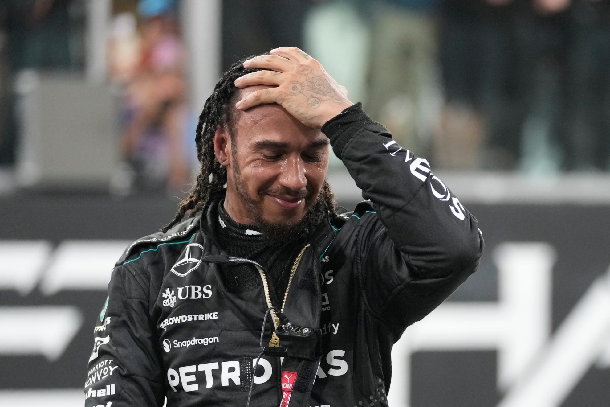 Lewis Hamilton after a Formula 1 race.