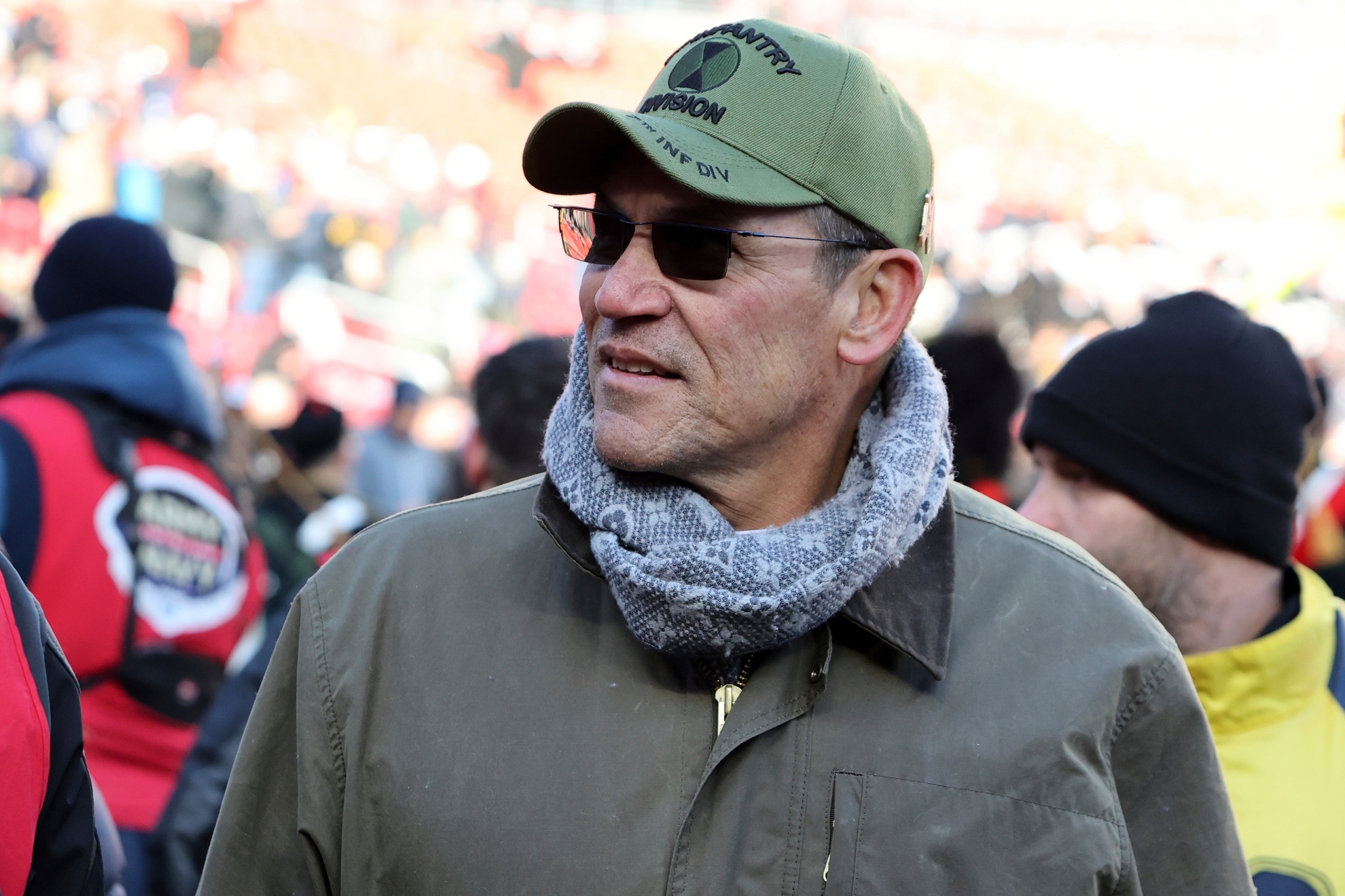 Former Washington Commanders head coach Ron Rivera looks on before an before an NCAA college football game between the Army and Navy, Saturday, Dec. 14, 2024, in Landover, Md.