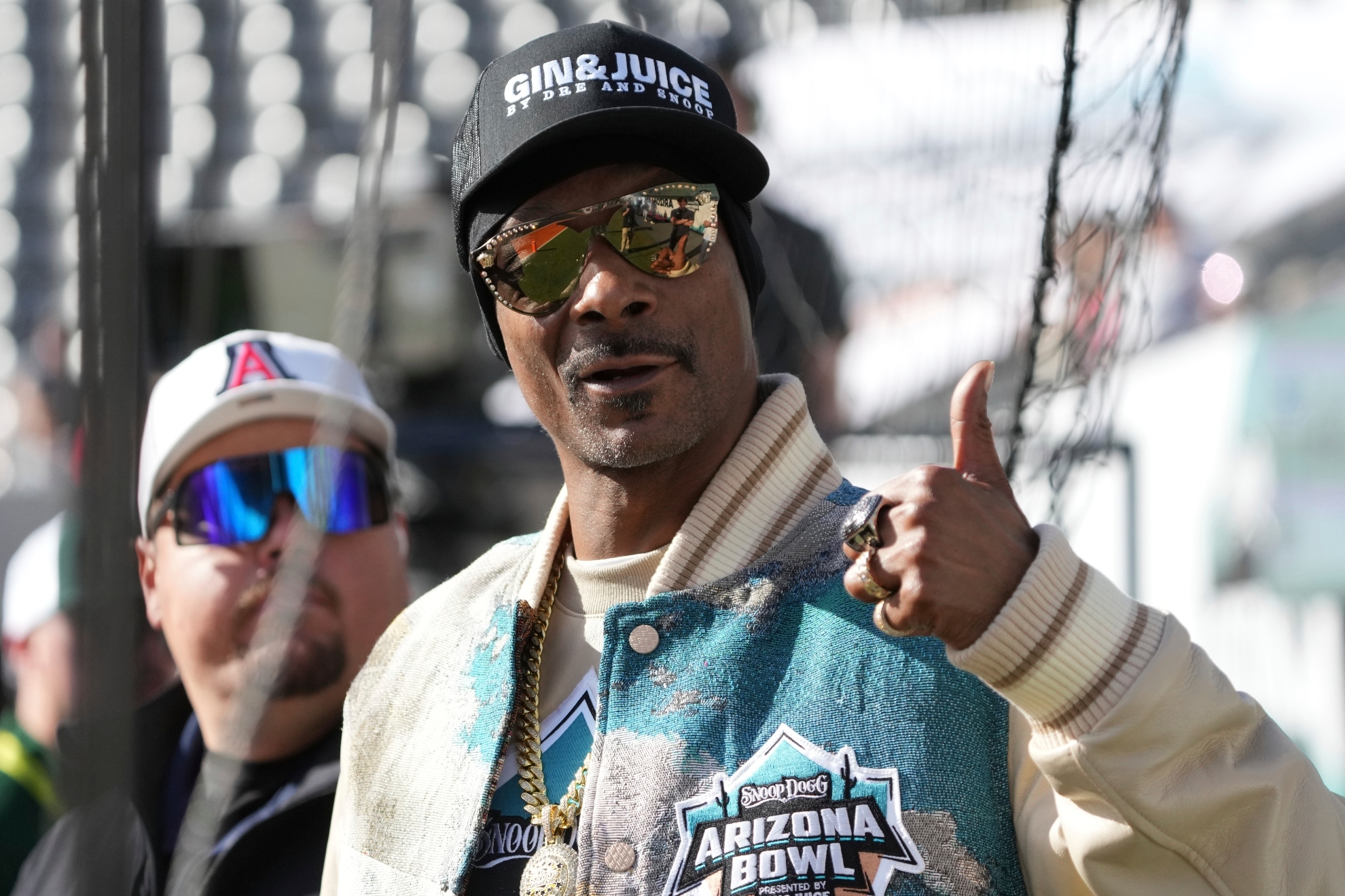 Snoop Dogg during the Arizona Bowl NCAA college football game between Colorado State and Miami (Ohio), Saturday, Dec. 28, 2024, in Tucson, Ariz.