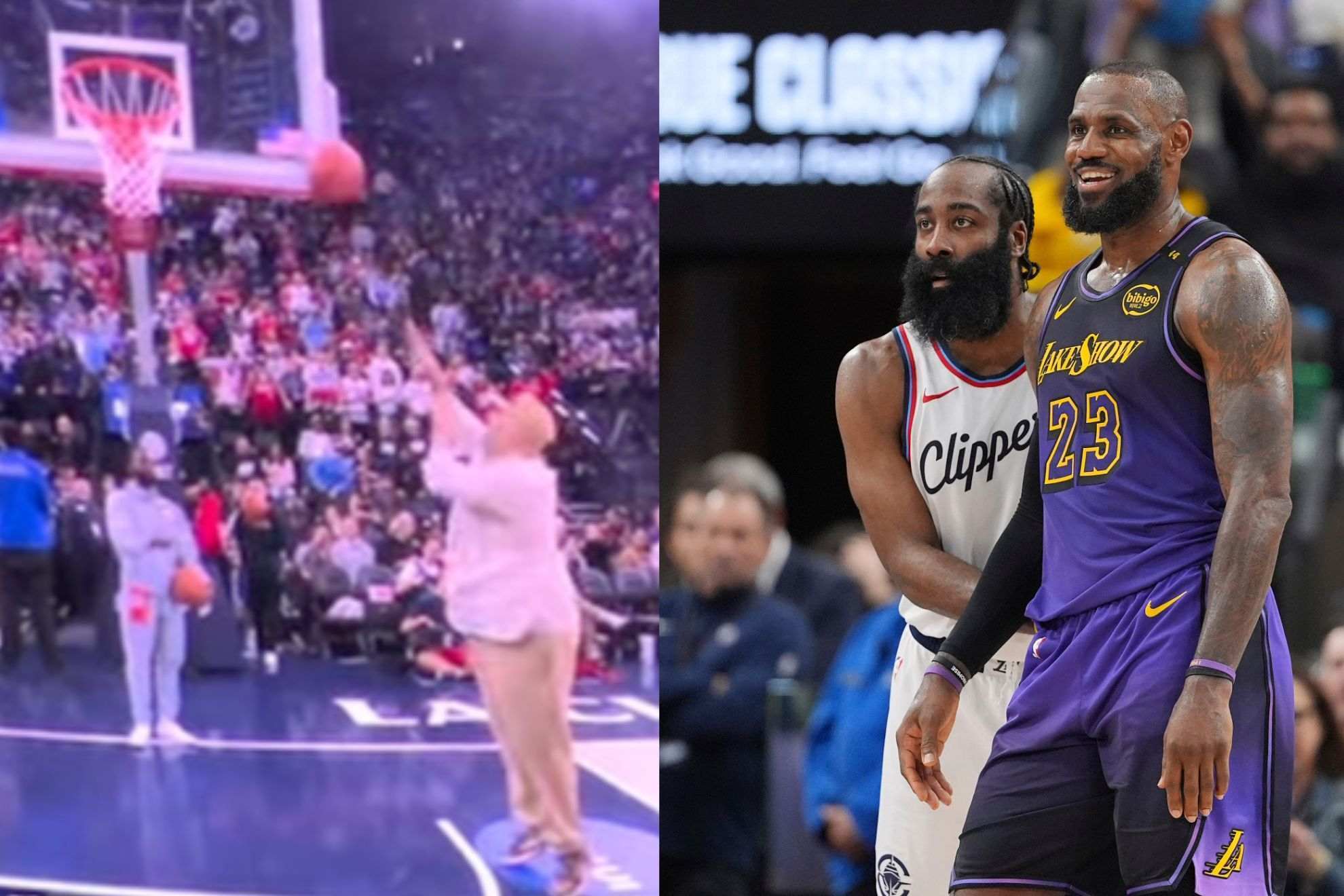 LeBron James gets called out by a LA Clippers fan and the man immediately embarrass himself in a packed arena