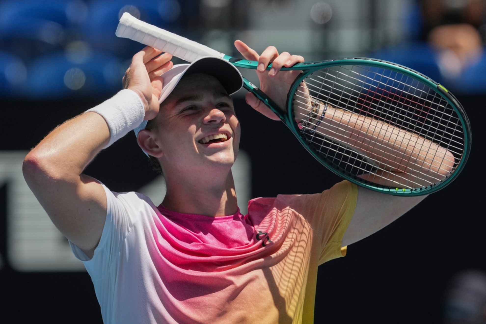 Henry Bernet celebrates after defeating Benjamin Willwerth of the U.S. in the boys singles final at the Australian Open.