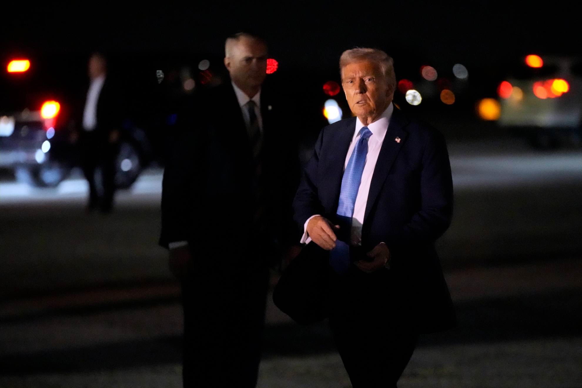 President Donald Trump arrives at Palm Beach International Airport.