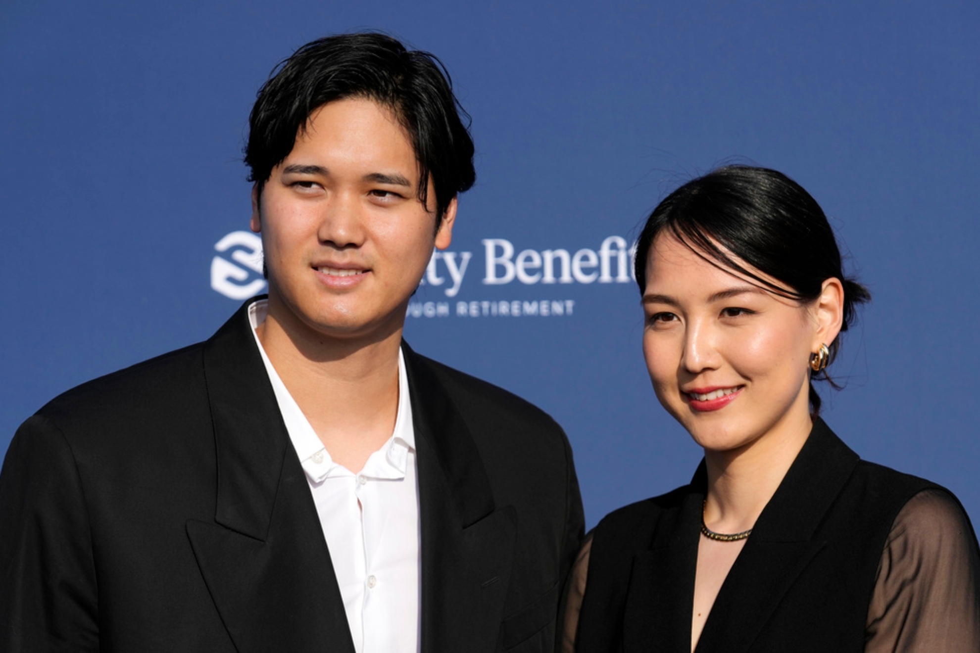 Los Angeles Dodgers pitcher Shohei Ohtani, left, and his wife Mamiko Tanaka.