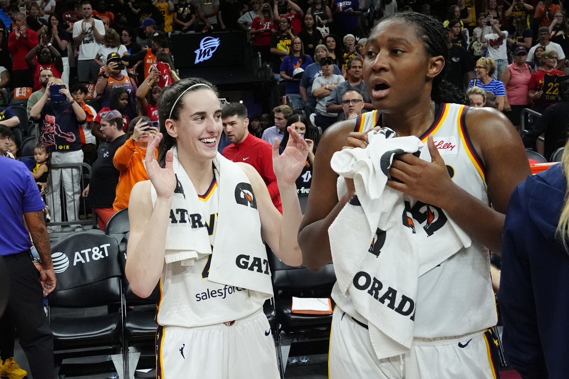 Indiana Fever guard Caitlin Clark and Fever forward Aliyah Boston