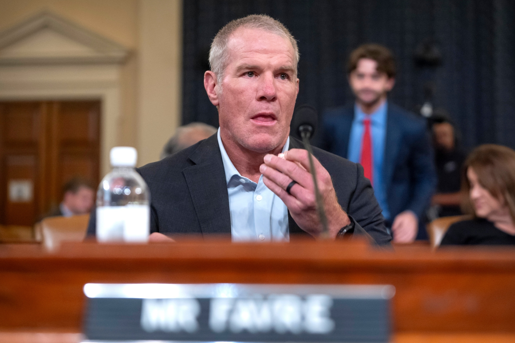 Former NFL quarterback Brett Favre appears before the House Committee on Ways and Means on Capitol Hill, Tuesday, Sept. 24, 2024, in Washington.