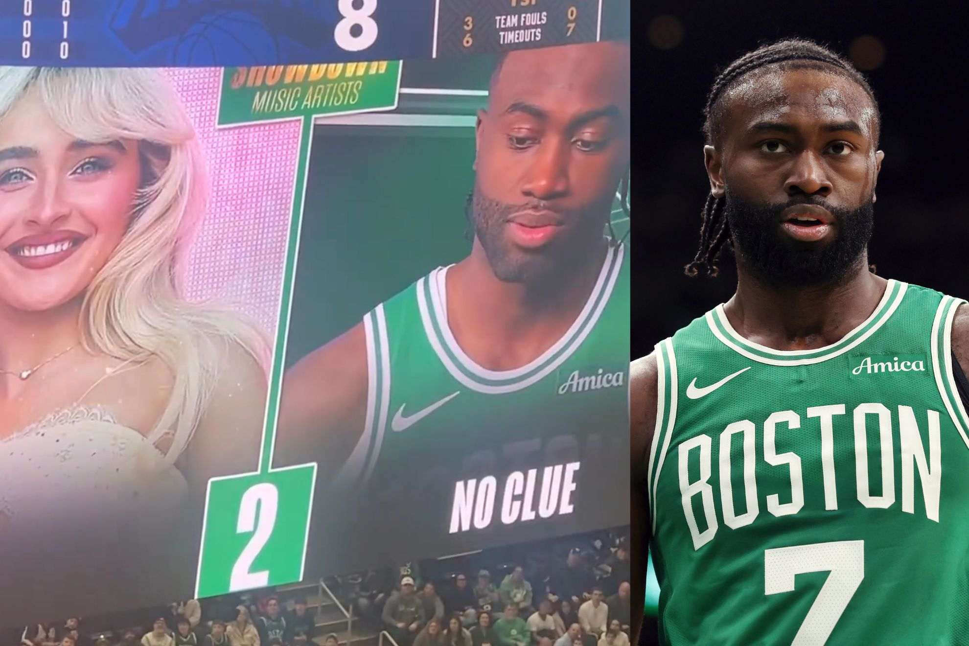 Jaylen Brown gets embarrassed in front of thousands of people for not knowing who Sabrina Carpenter is