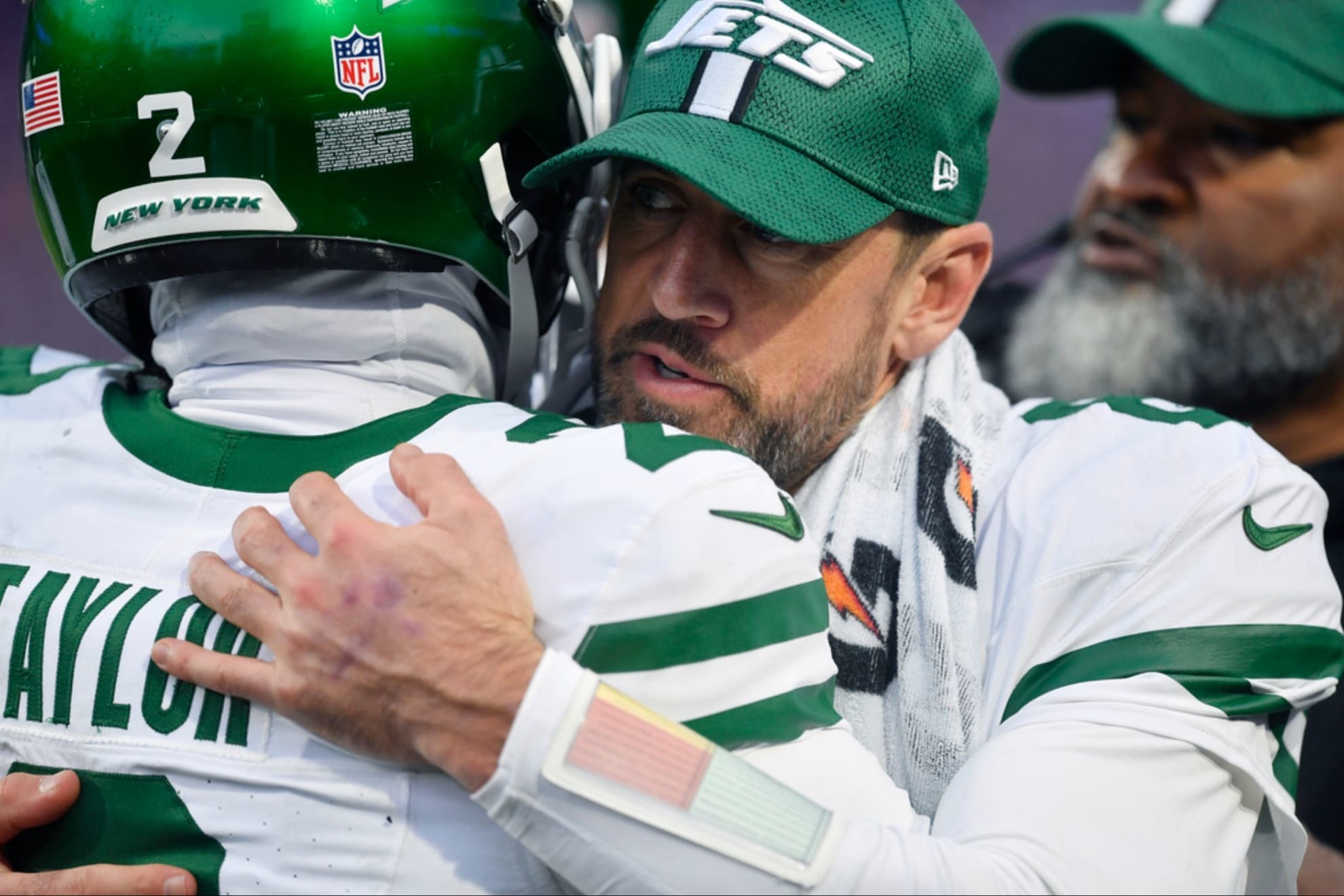 New York Jets former QB teammates, Tyrod Taylor and Aaron Rodgers.