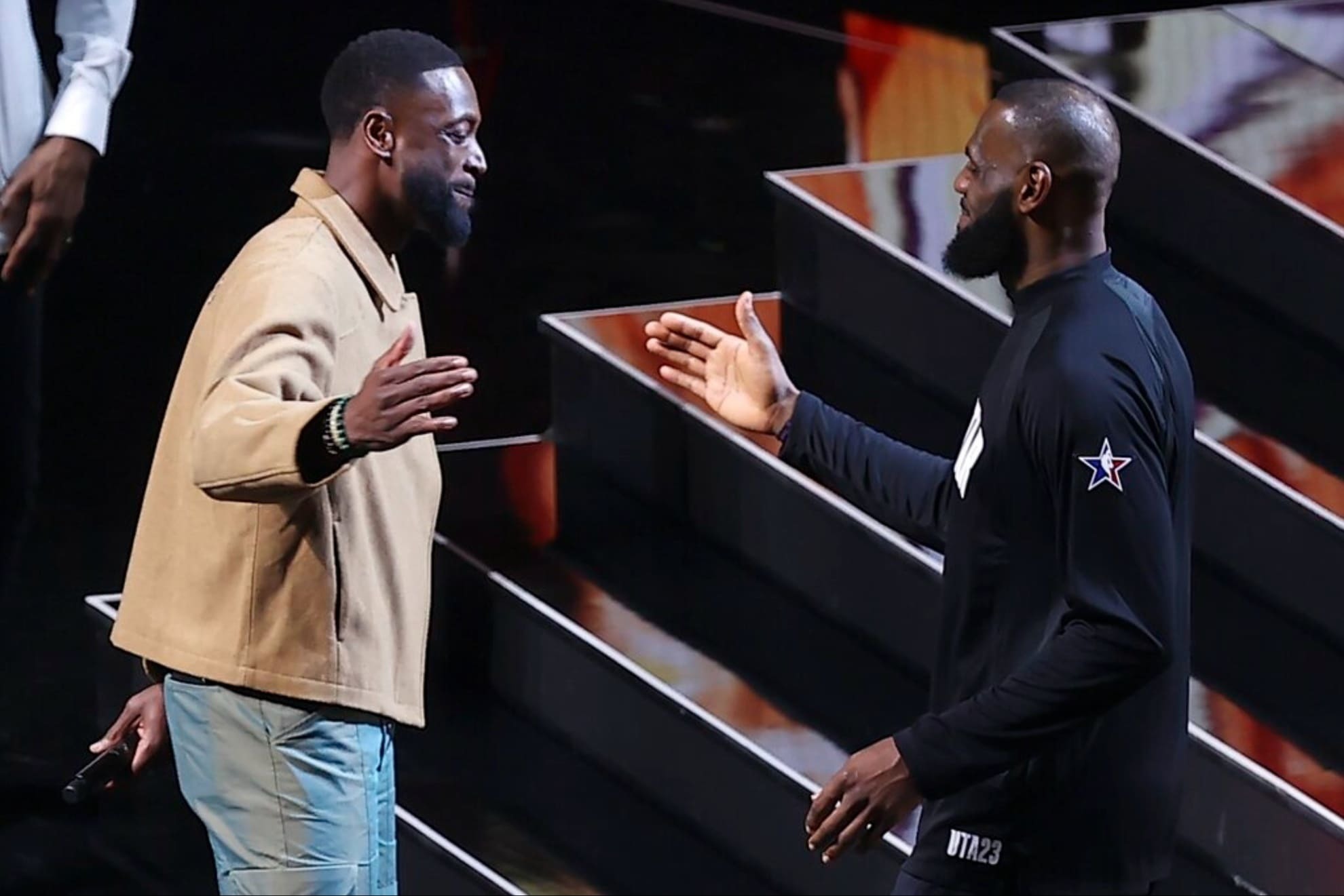 NBA legends Dwyane Wade and LeBron James.