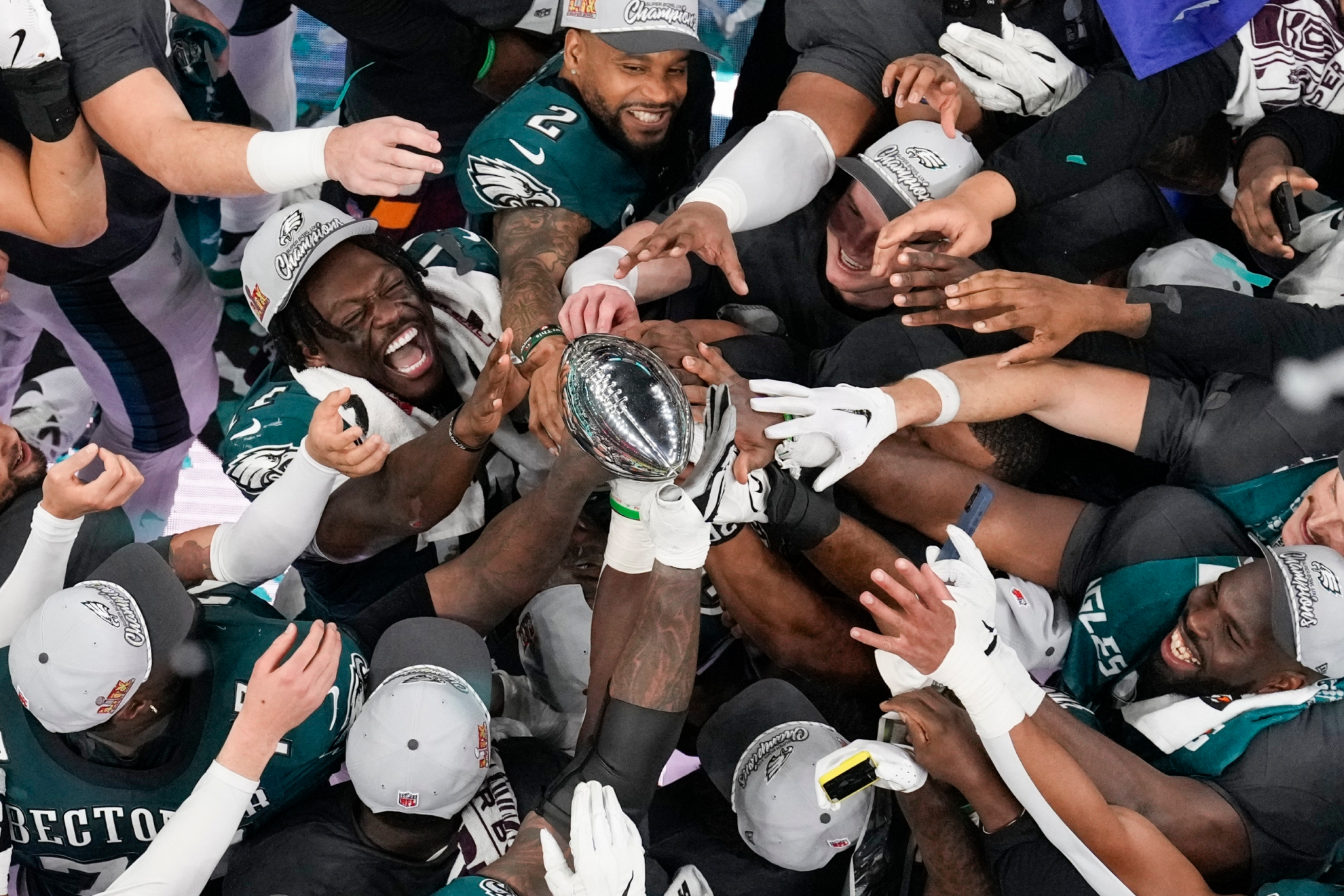 Philadelphia Eagles celebrate with winning the Super Bowl