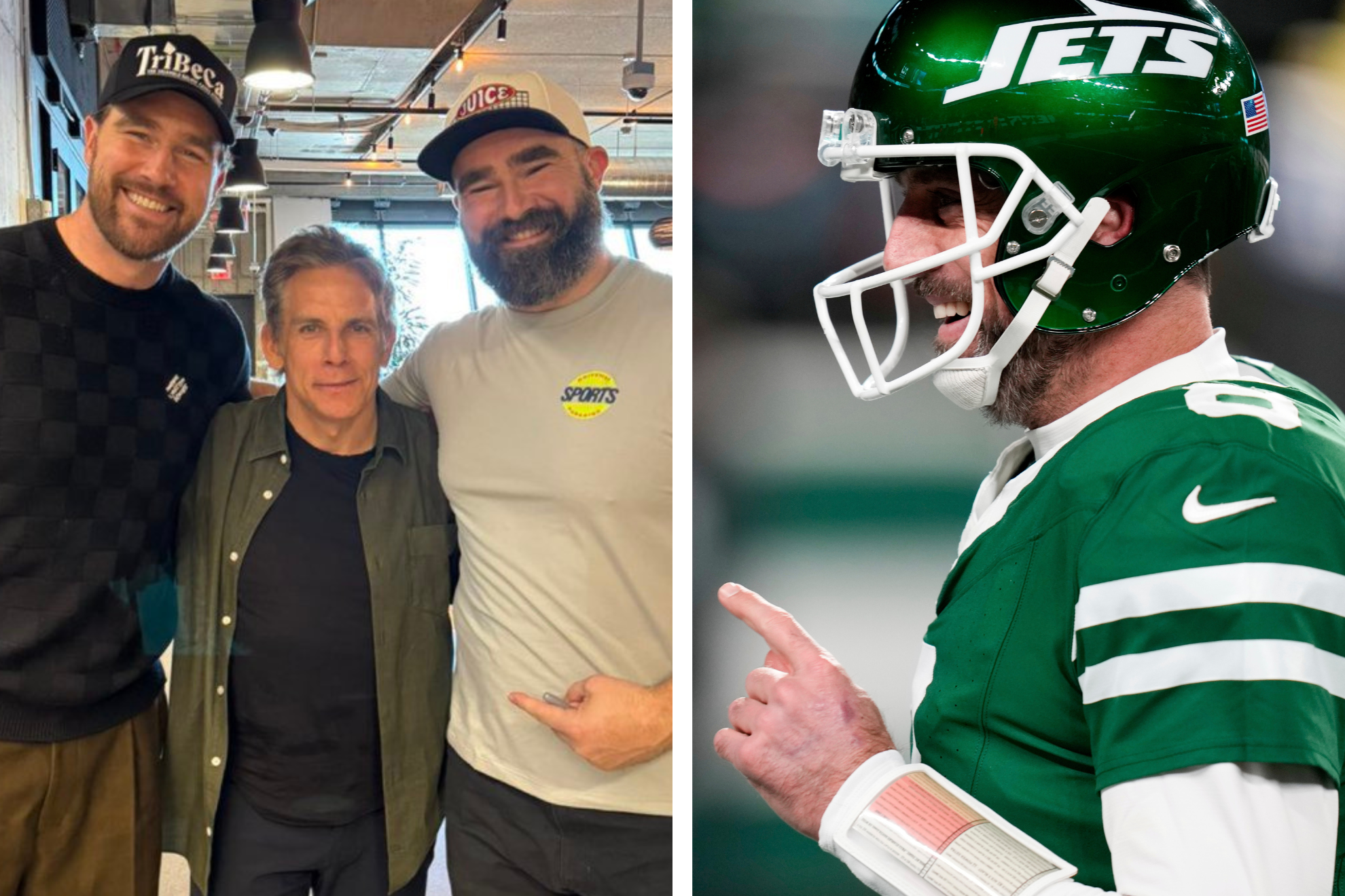 Travis Kelce and Jason Kelce receive a hilarious Aaron Rodgers story from Ben Stiller in New Heights episode