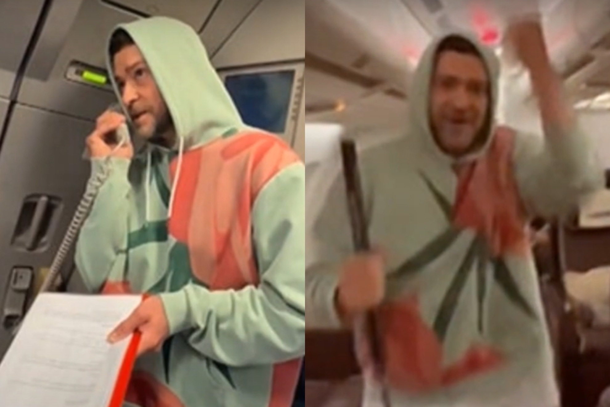 Welcome to JT Airlines!-Justin Timberlake Pretends to Be a Flight Attendant, Fans Are Loving It