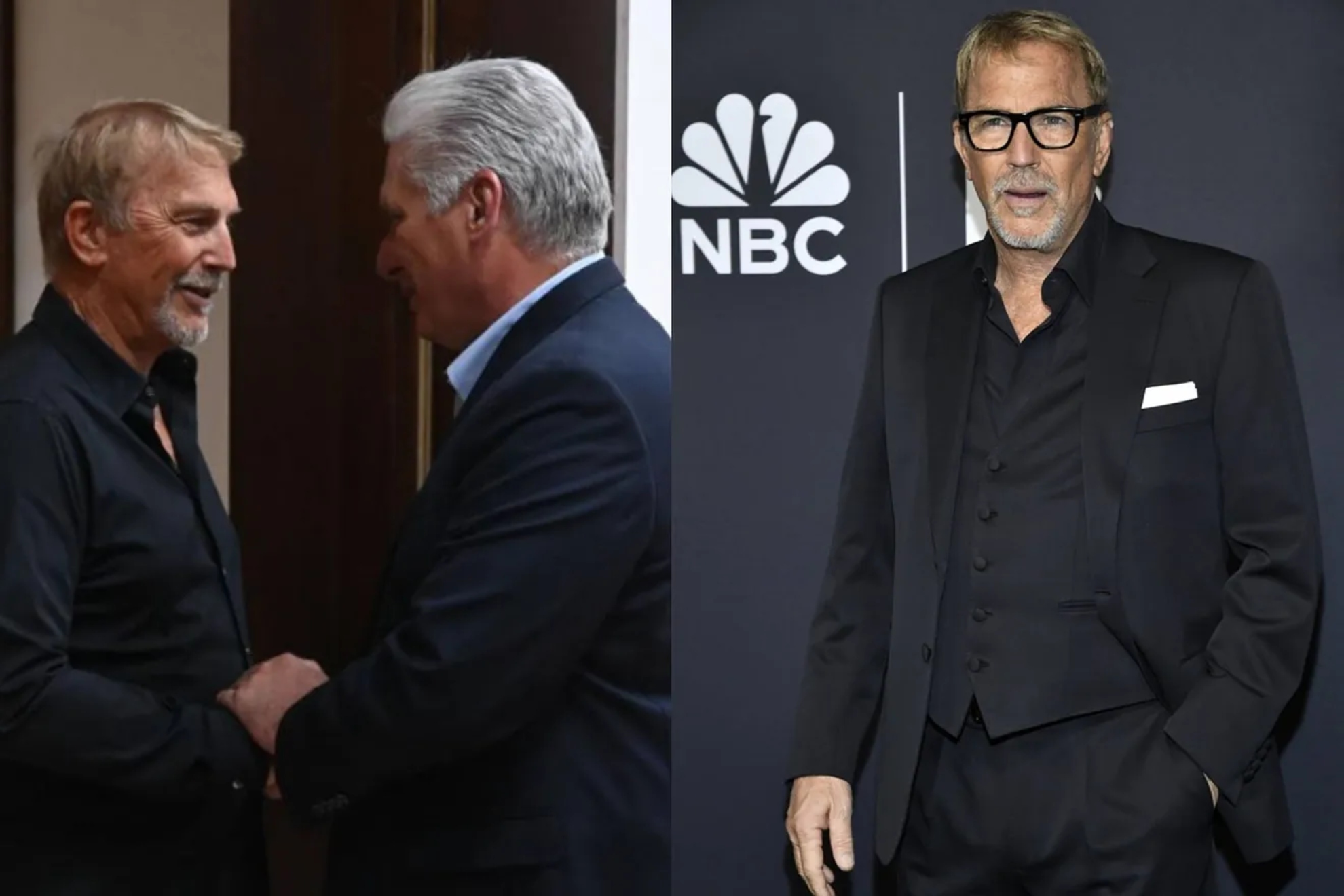 Kevin Costner with Cuban President Miguel Diaz-Canel.