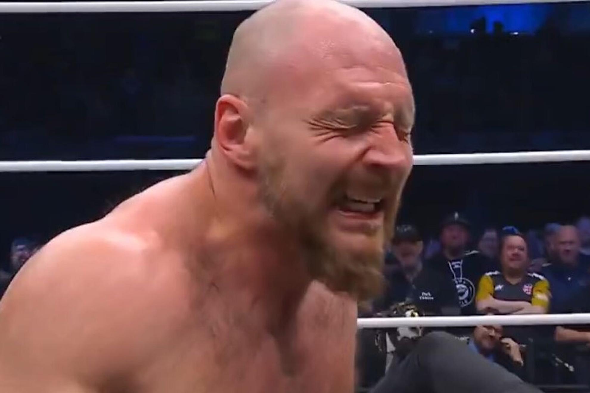 Jon Moxleys rictus of pain at the right moment of the incident.