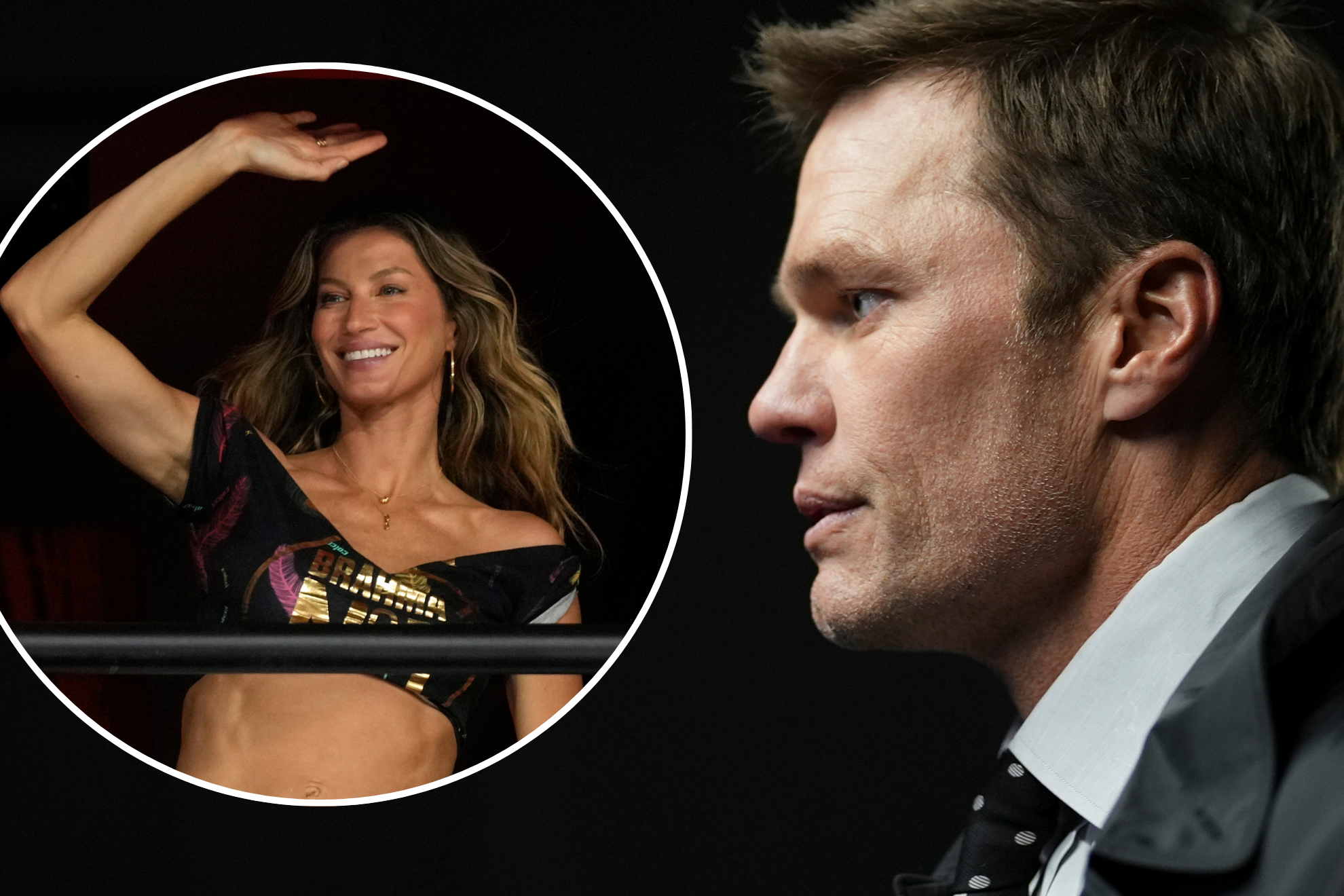 Gisele B�ndchen alongside former New England Patriots player Tom Brady.
