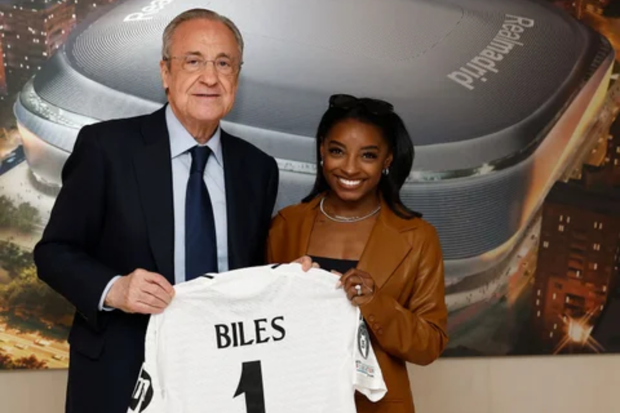 Simone Biles and Florentino P�rez Real Madrid