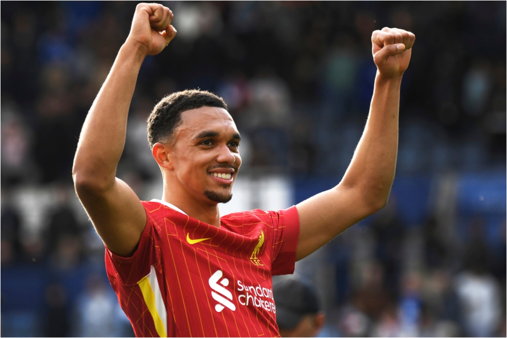 Liverpools Trent Alexander-Arnold during the English Premier League soccer match between Leicester City and Liverpool.