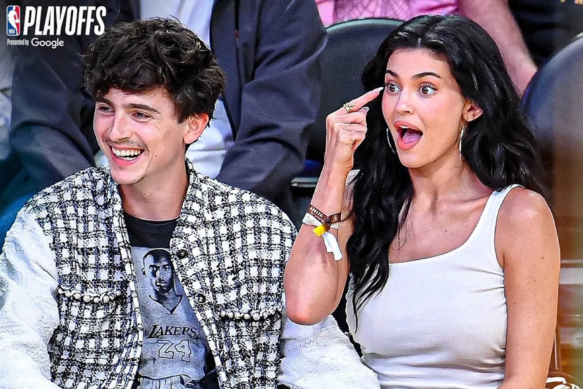 Kylie Jenner Timoth�e Chalamet Los Angeles Lakers Knicks celebrities Met Gala 2025 NBA Playoffs