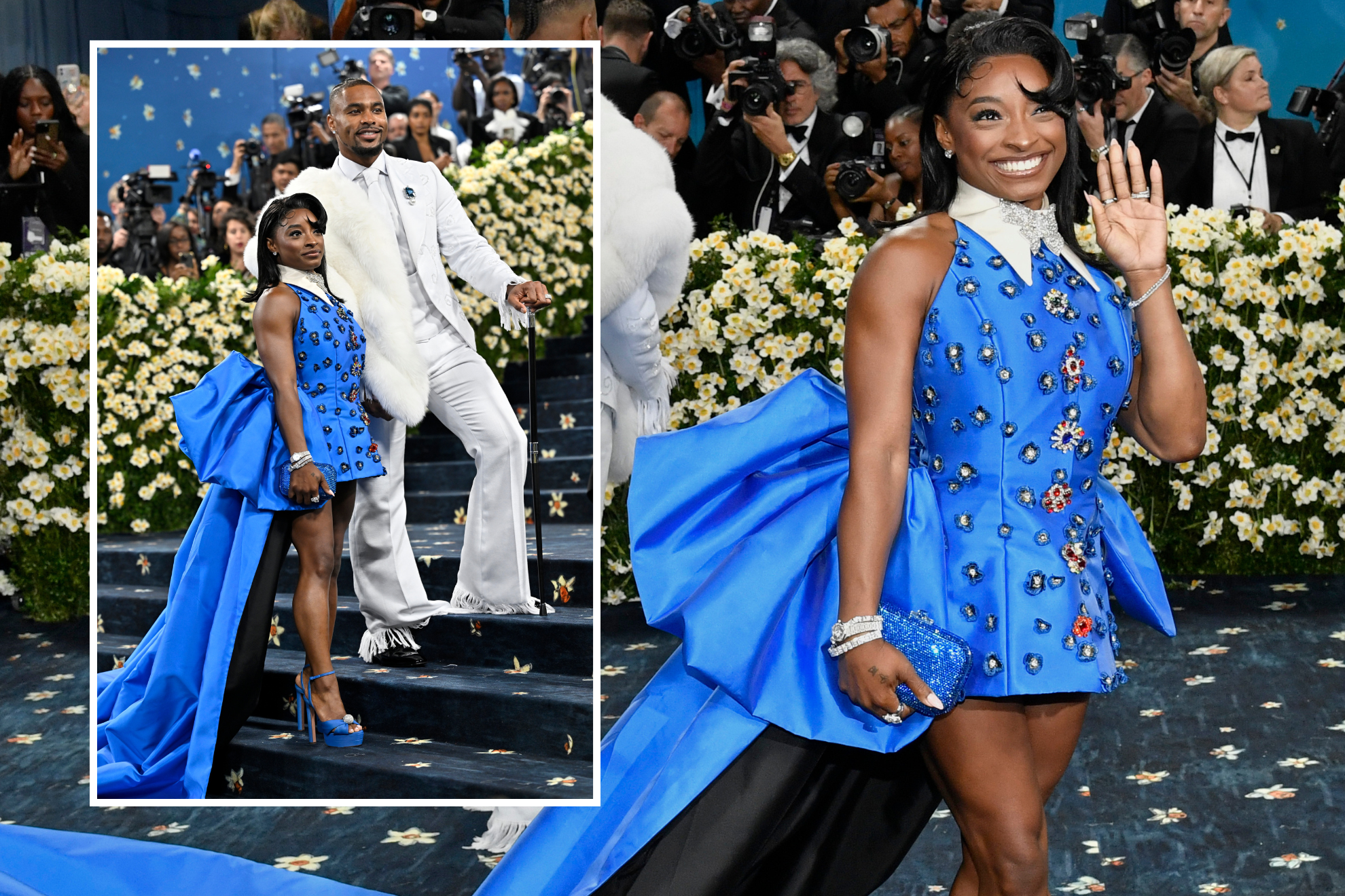 Simone Biles and Jonathan Owens at the 2025 Met Gala.