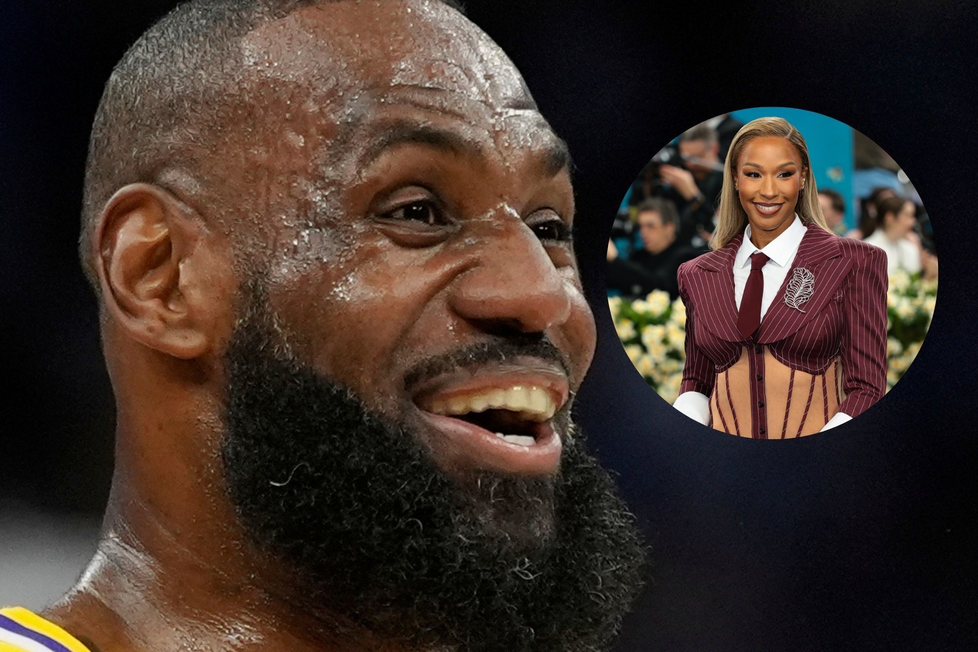 LeBron didnt attend, but he did react to his wifes outfit.