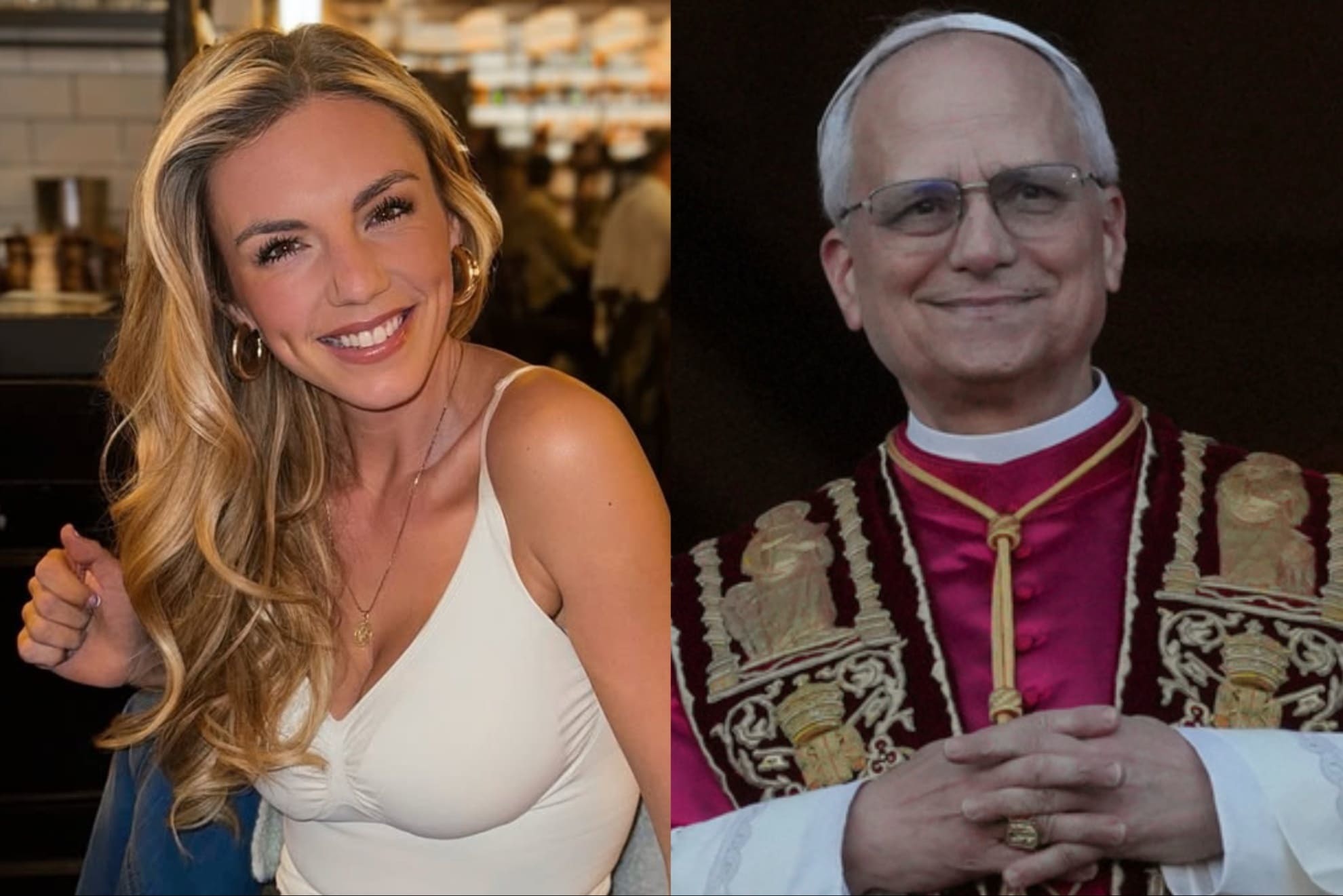 NFLs influencer Annie Agar and Pope Leo XIV.