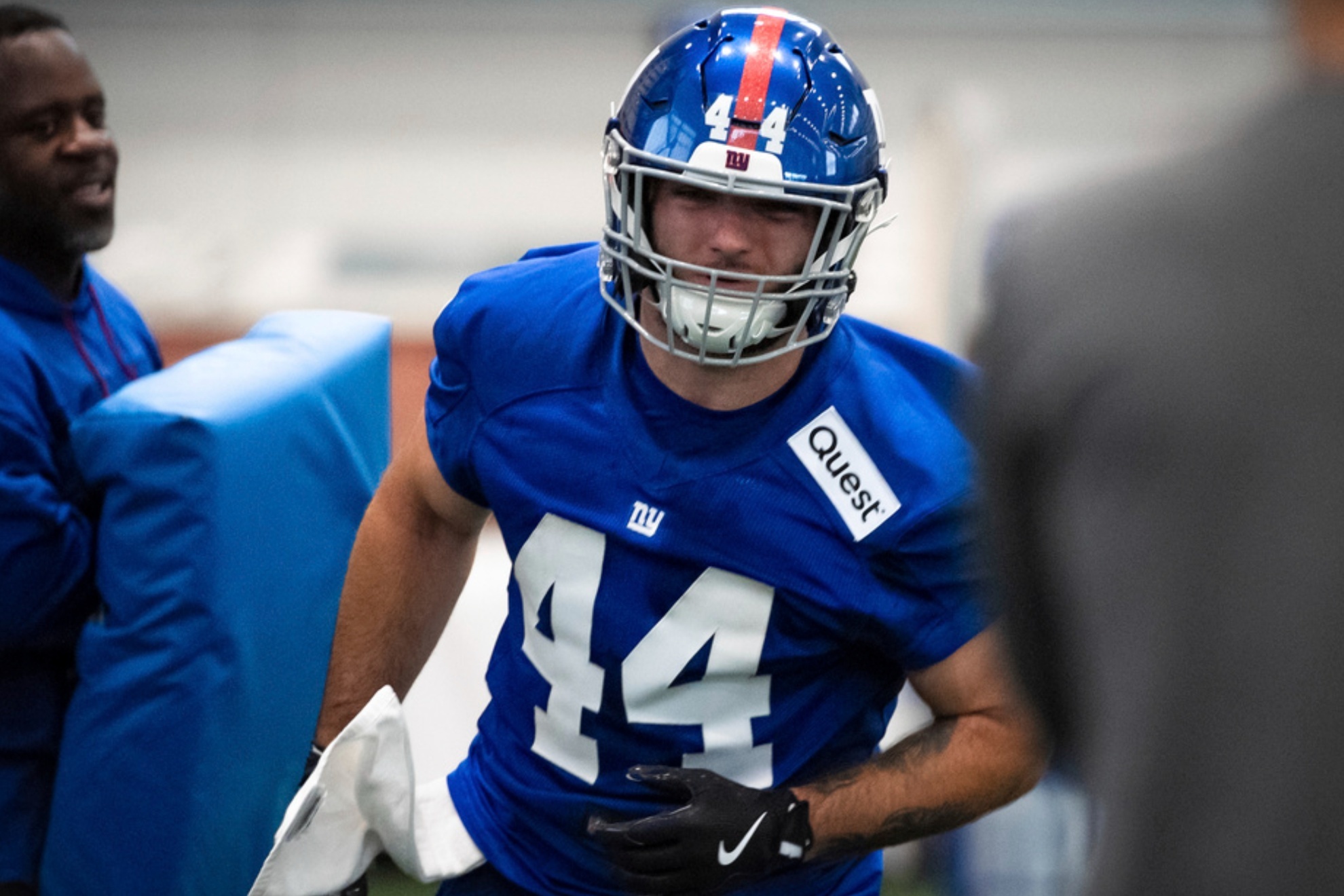Cam Skattebo during Rookie Mini Camp with the New York Giants