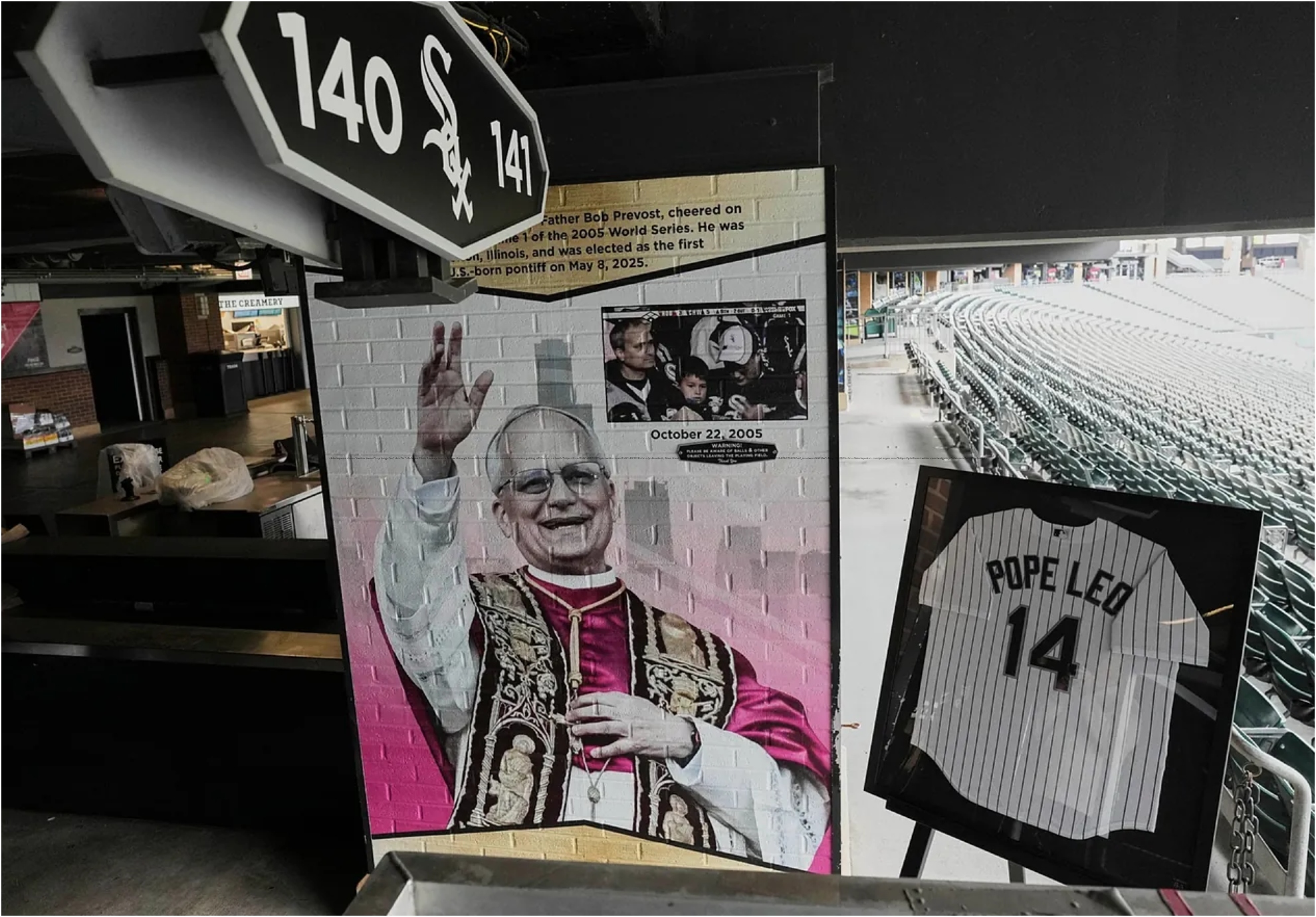The White Sox celebrate the Popes fondness for the team with a mural at the teams ballpark.
