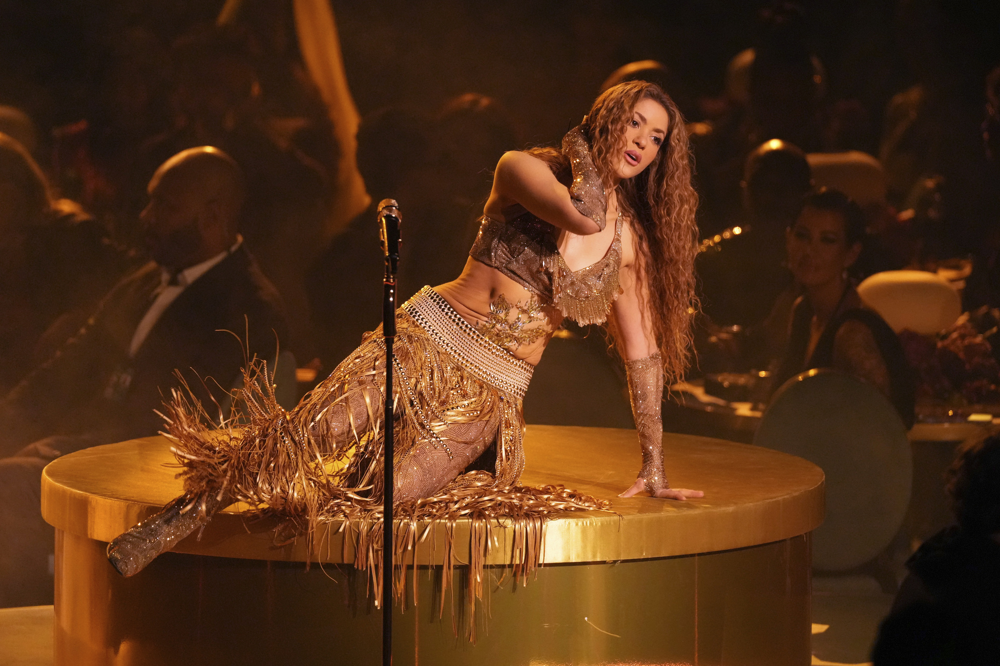 Shakira performs a medley during the 67th annual Grammy Awards