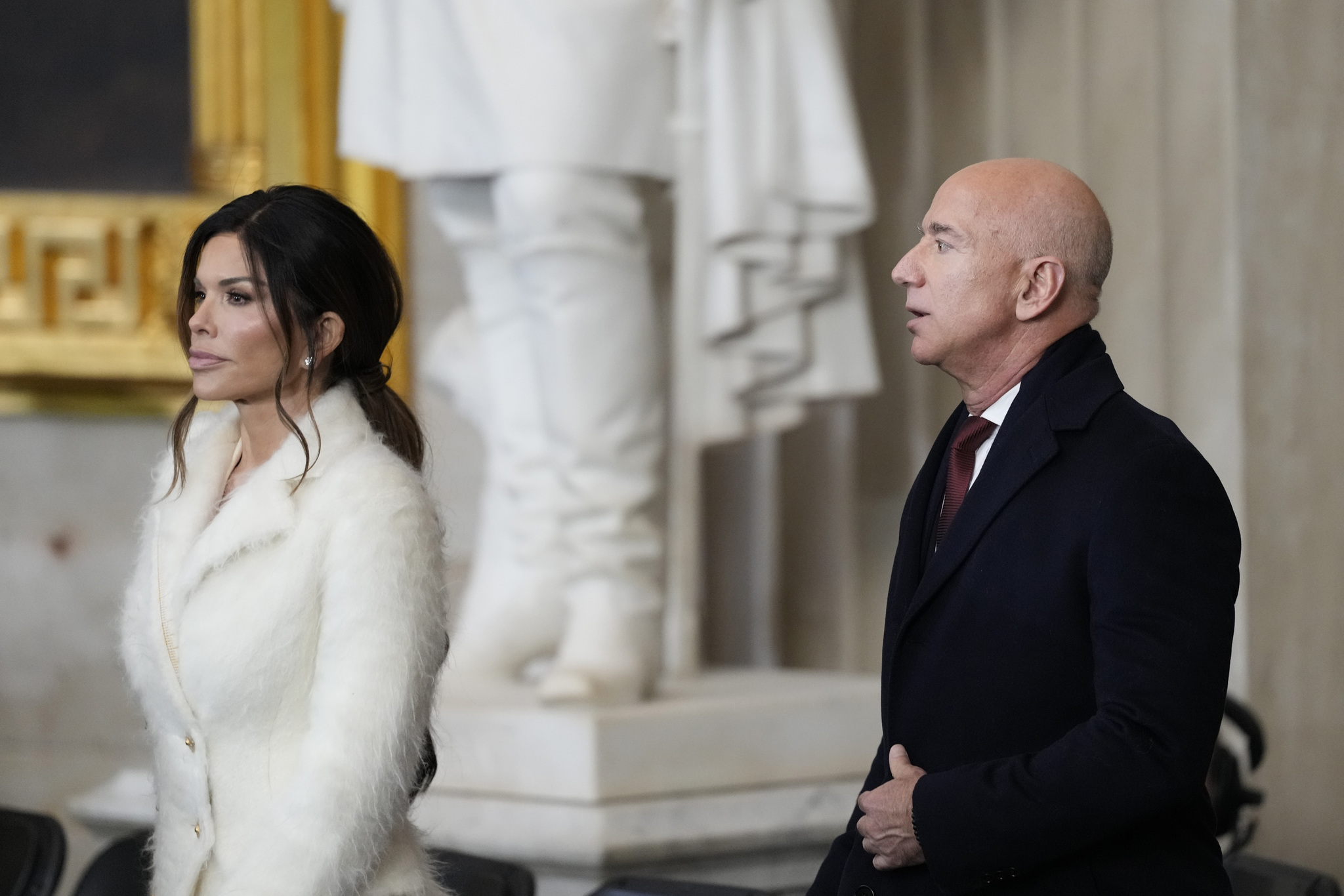 Jeff Bezos and Lauren Sanchez during the 60th Presidential Inauguration in the Rotunda of the U.S. Capitol in Washington