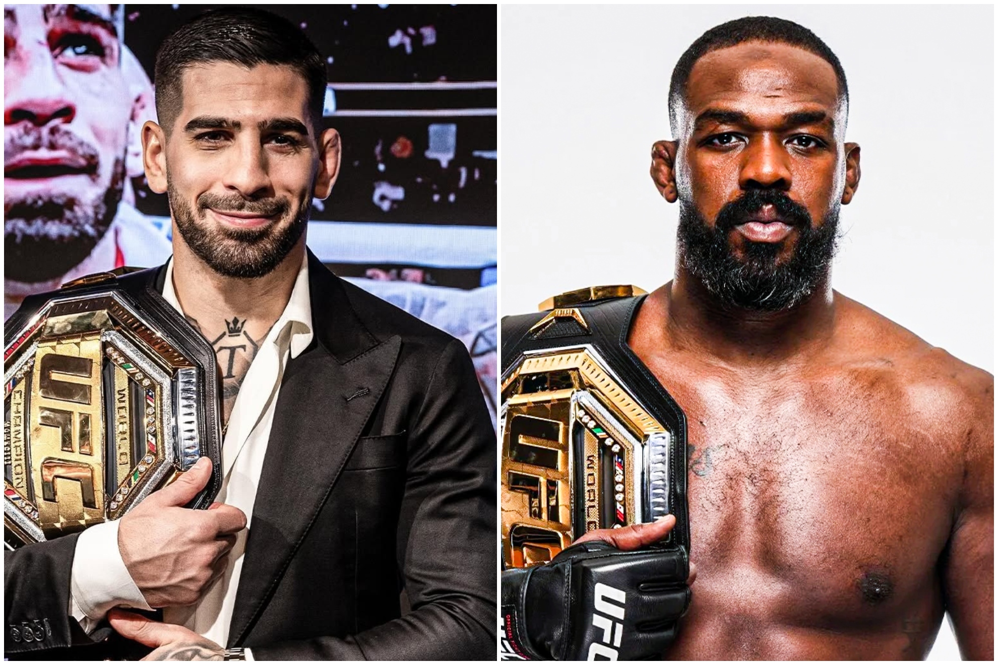 Ilia Topuria y Jon Jones, en una imagen de archivo con el cintur�n de la UFC.