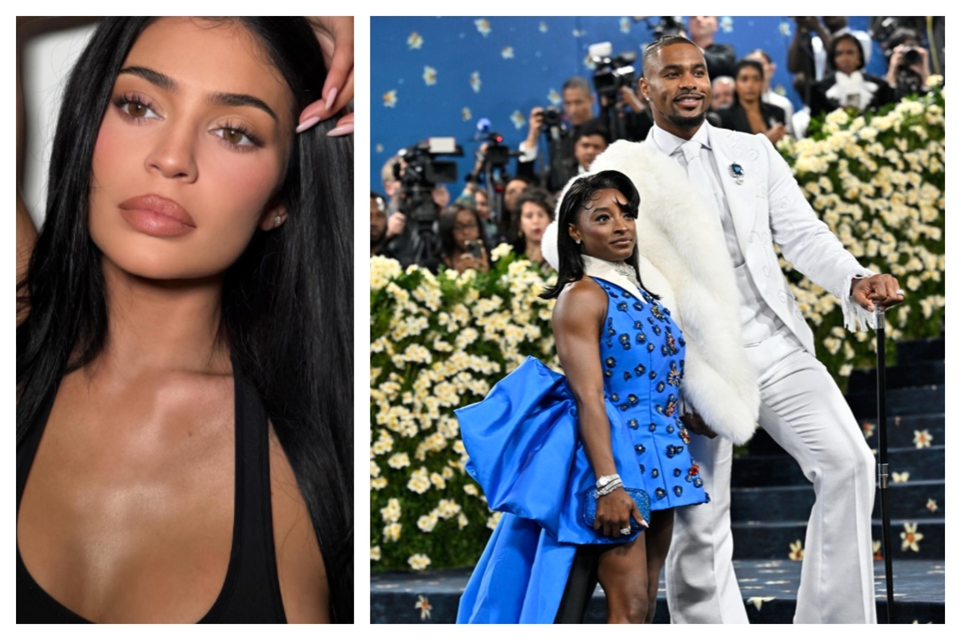 Simone Biles, left, and Jonathan Owens attend The Metropolitan Museum of Arts Costume Institute benefit gala celebrating the opening of the Superfine: Tailoring Black Style
