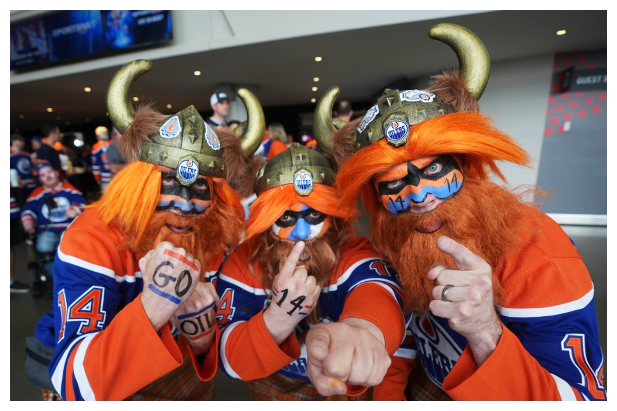 Fans show their support for the Edmonton Oilers before they take on the Florida Panthers in Game 1 of the NHL hockey Stanley Cup final series in Edmonton.