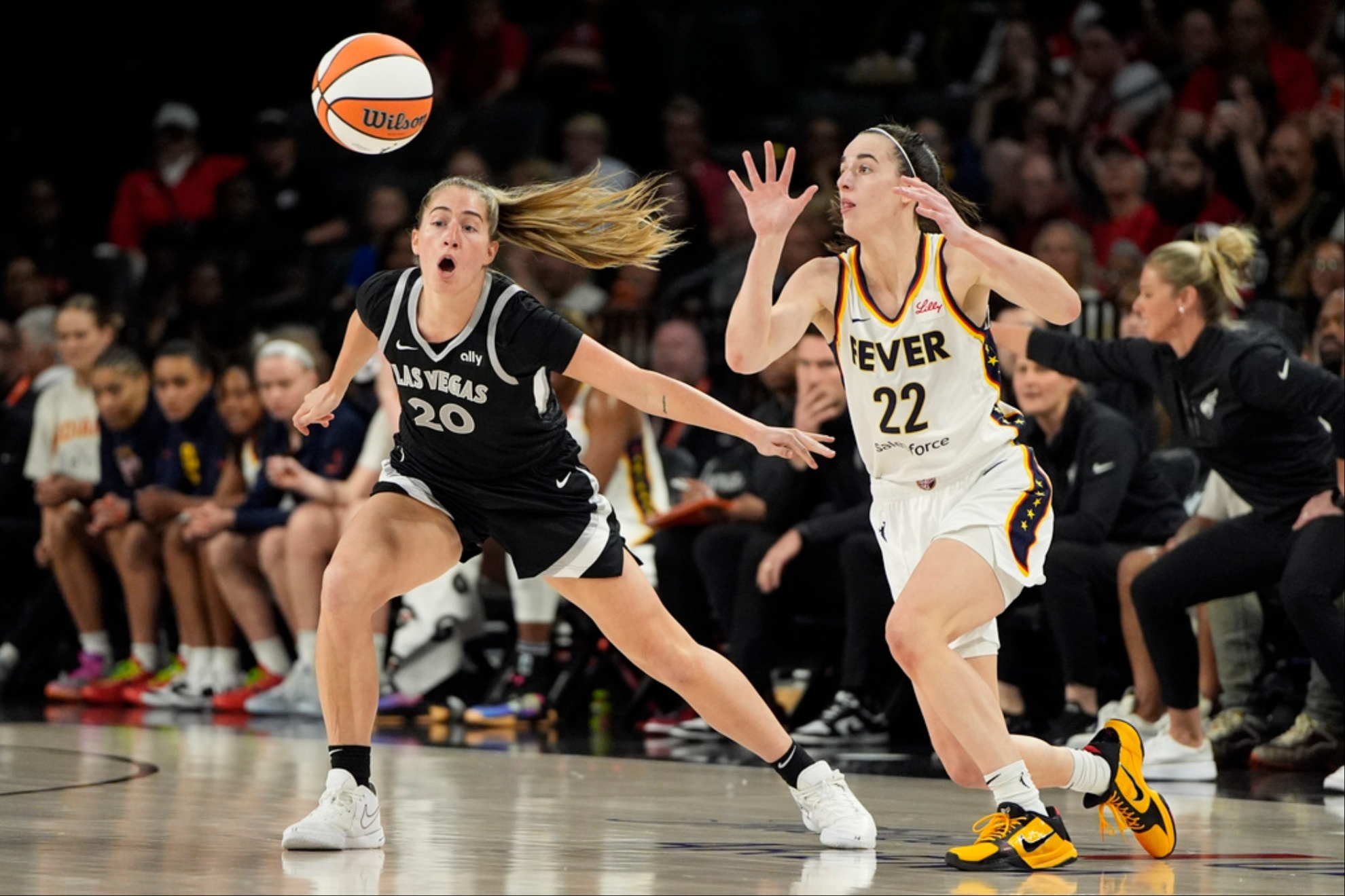 Kate Martin (L) confessed that she had a bad first impression of Caitlin Clark.