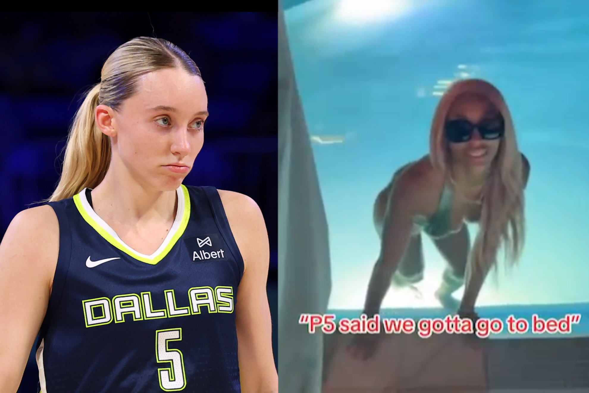 Paige Bueckers stands guard against temptation at pool party