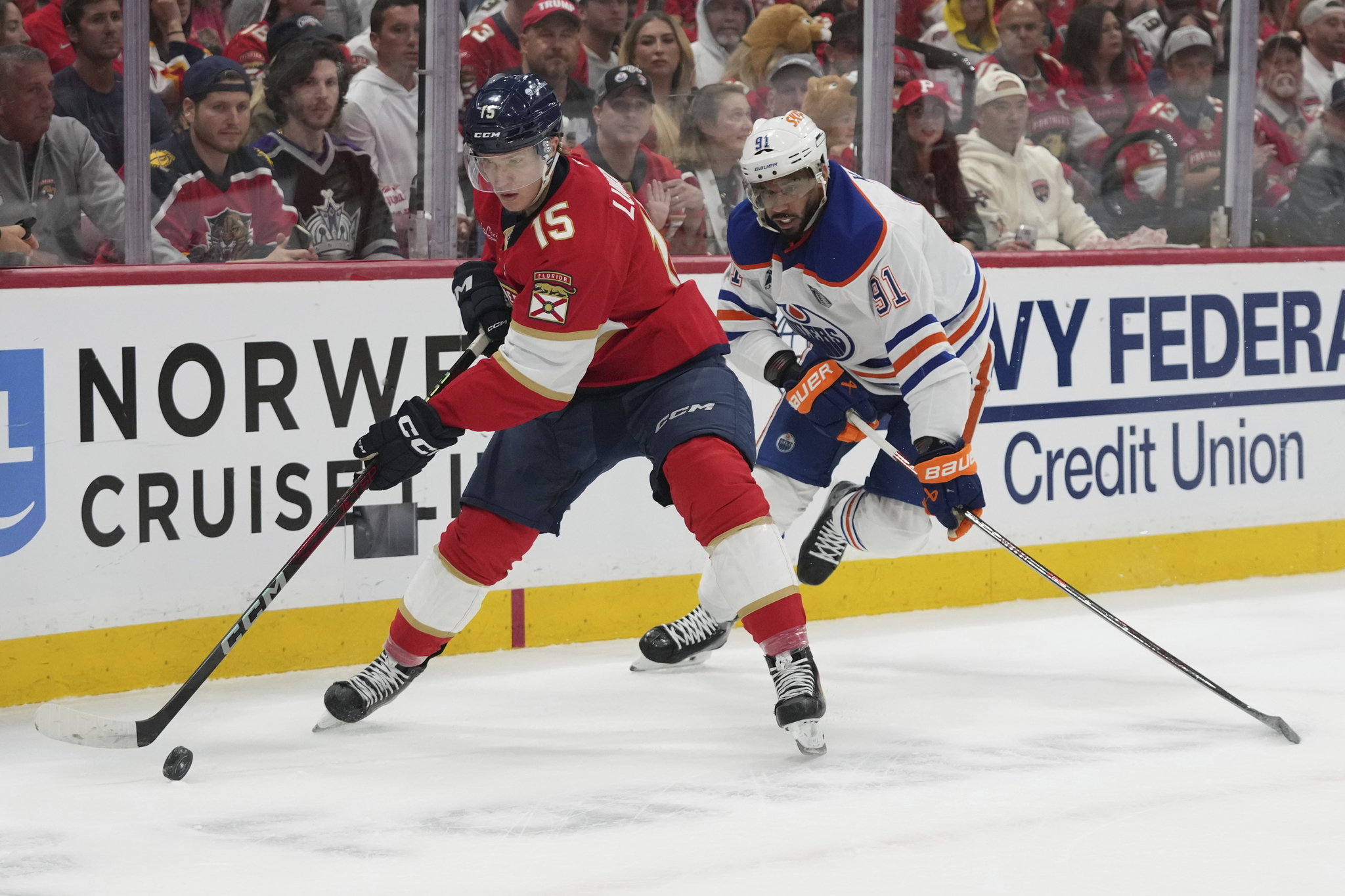 Florida Panthers center Anton Lundell takes control of the puck (AP Photo/Lynne Sladky)
