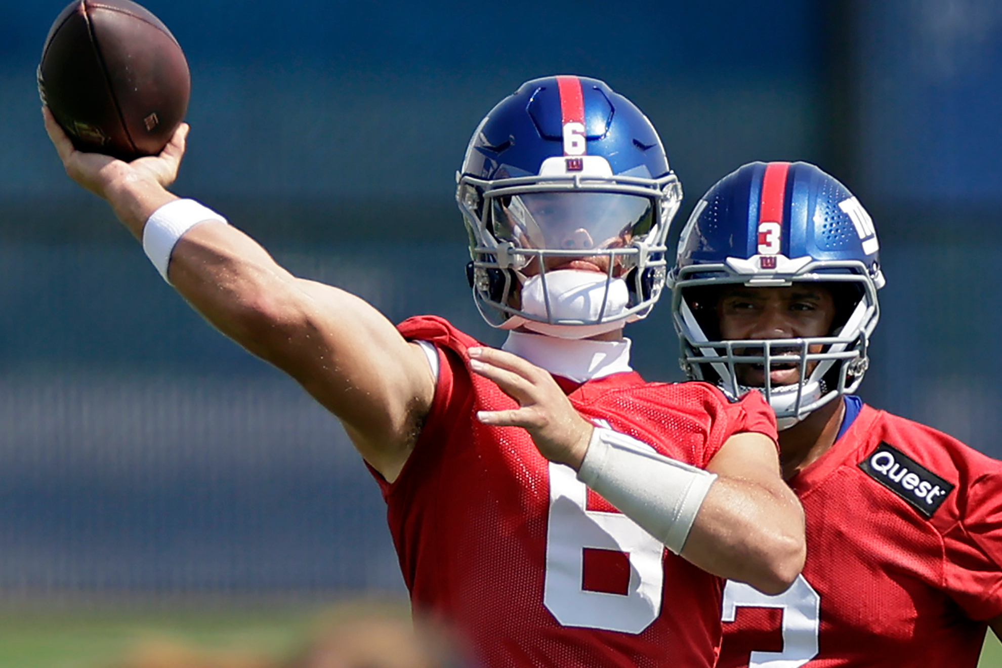 Jaxson Dart during a training session with the New York Giants.