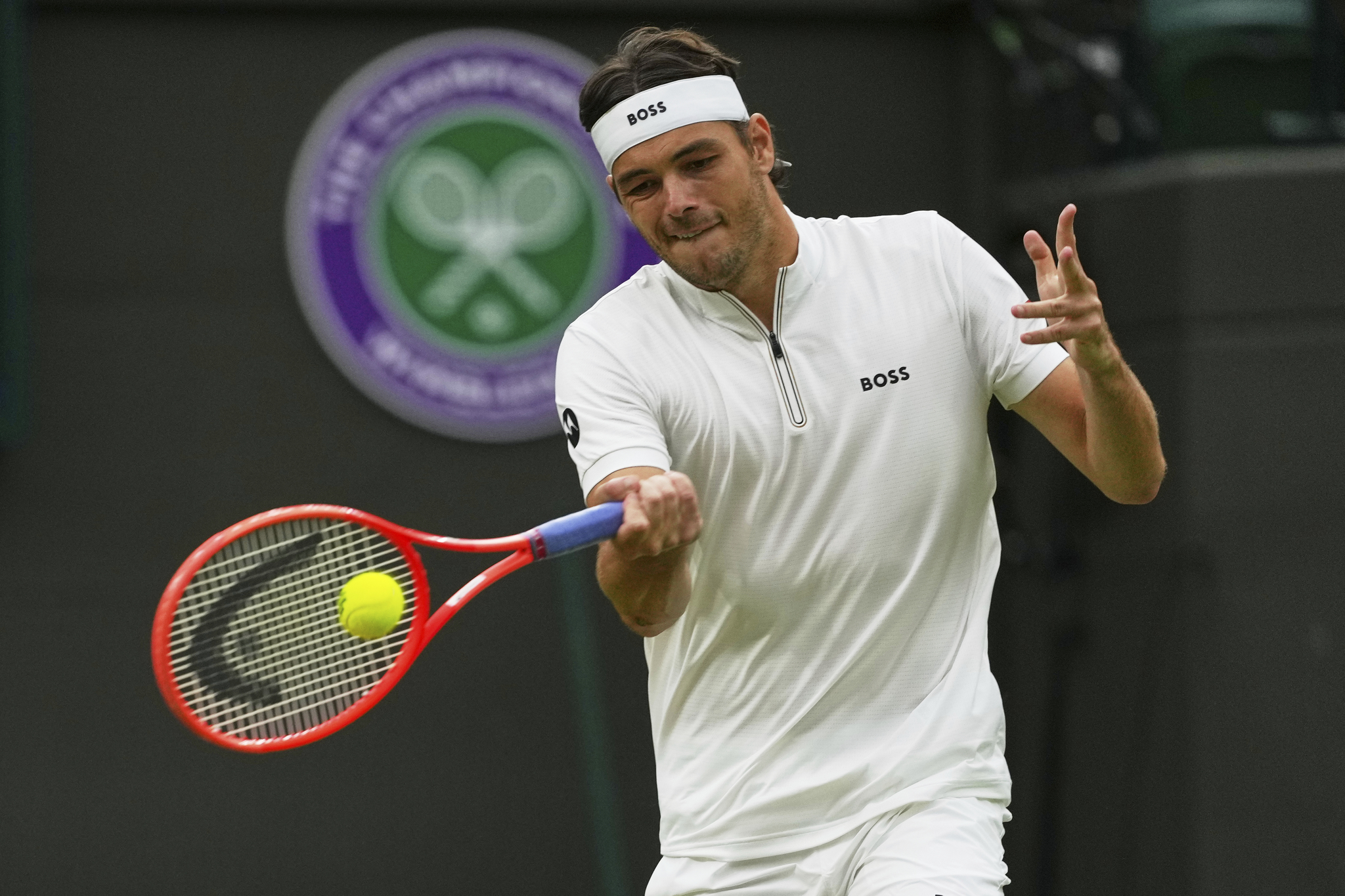Taylor�Fritz�of the U.S. plays in the mens singles fourth round match at Wimbledon (AP Photo/Joanna Chan)