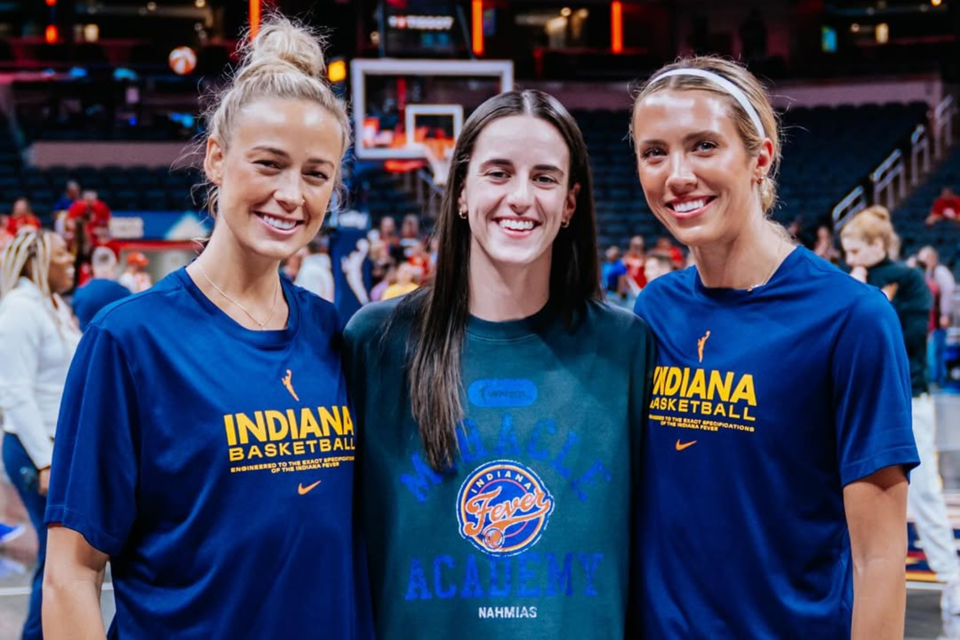 The Tres Leches trio of Lexie Hull, Caitlin Clark and Sophie Cunningham celebrate the Fevers Playoff spot