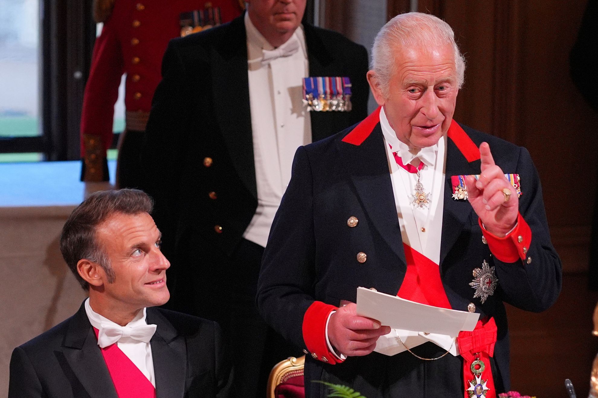 King Charles III caught President Macron off guard with surprising gesture during his speech at the State Dinner