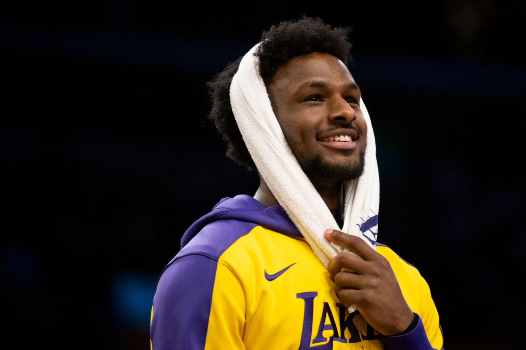 Bronny James cant wipe the smile off his face after living out one of the dreams every athlete hopes for.