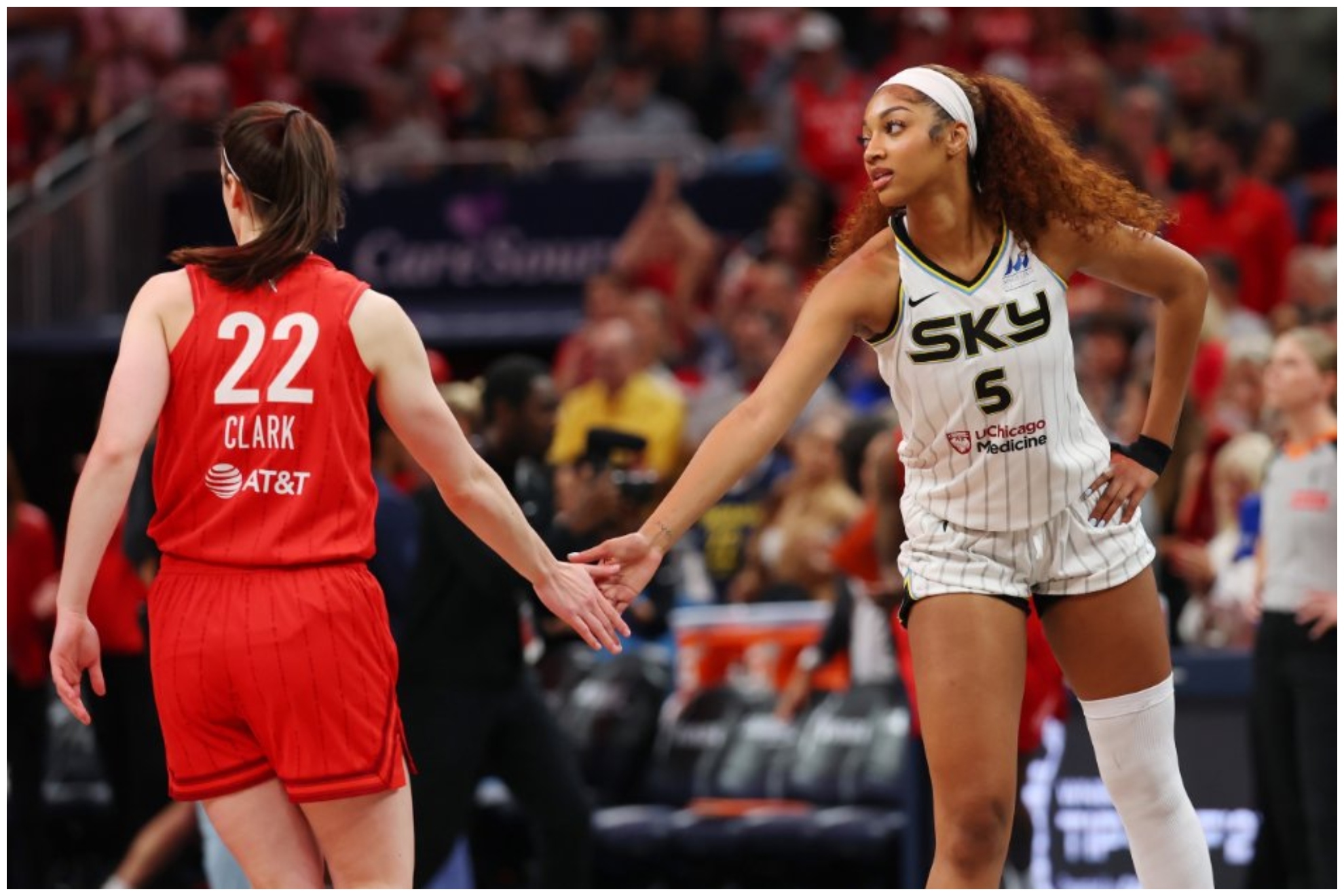 Caitlin Clark and Angel Reese in a game